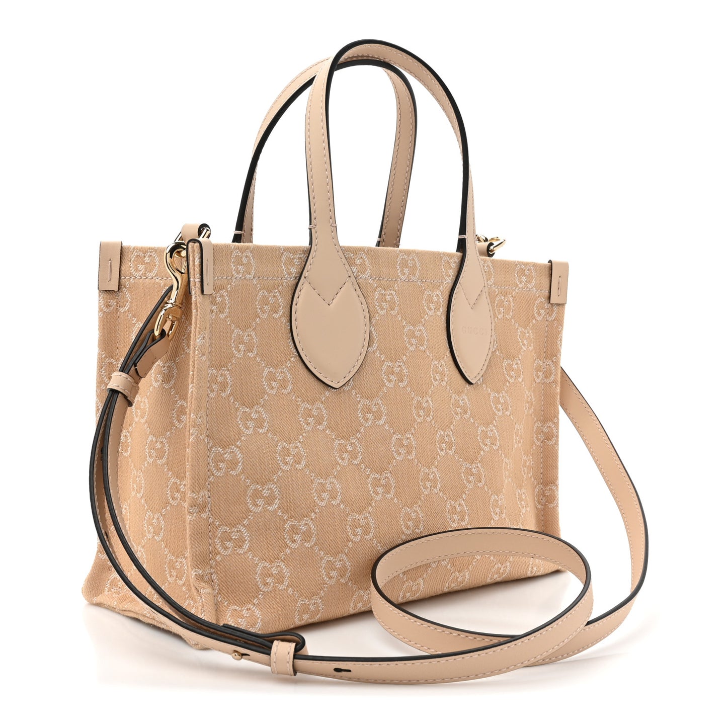 Denim Ophidia GG Monogram Tote Medium Light Beige