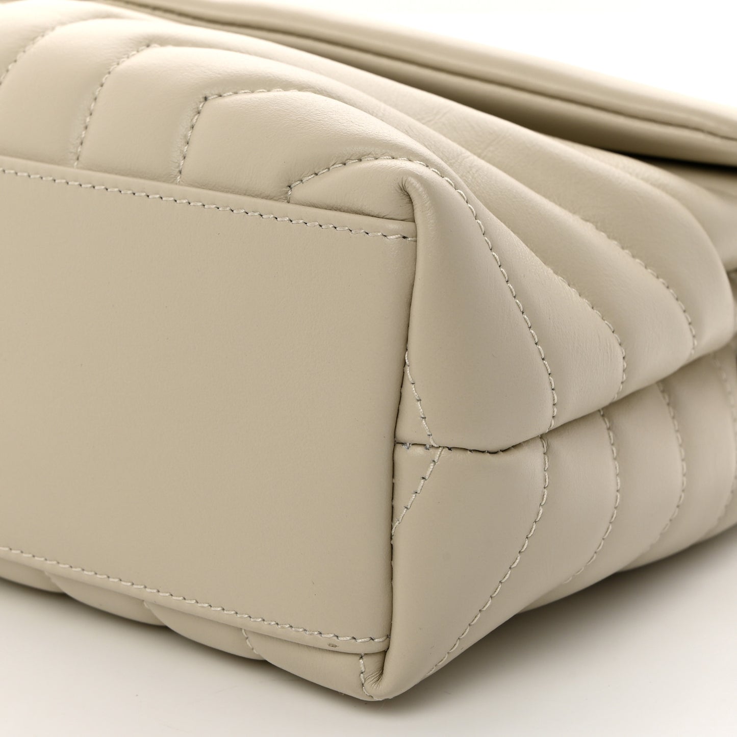 Calfskin Y Quilted Monogram Small Loulou Chain Satchel Crema Soft