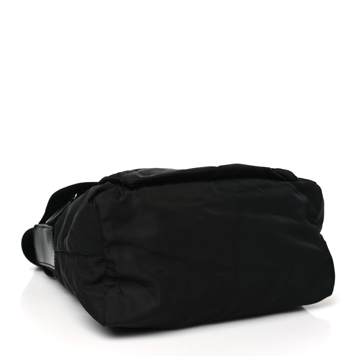 Nylon Vela Saffiano Single Buckle Messenger Shoulder Bag Black