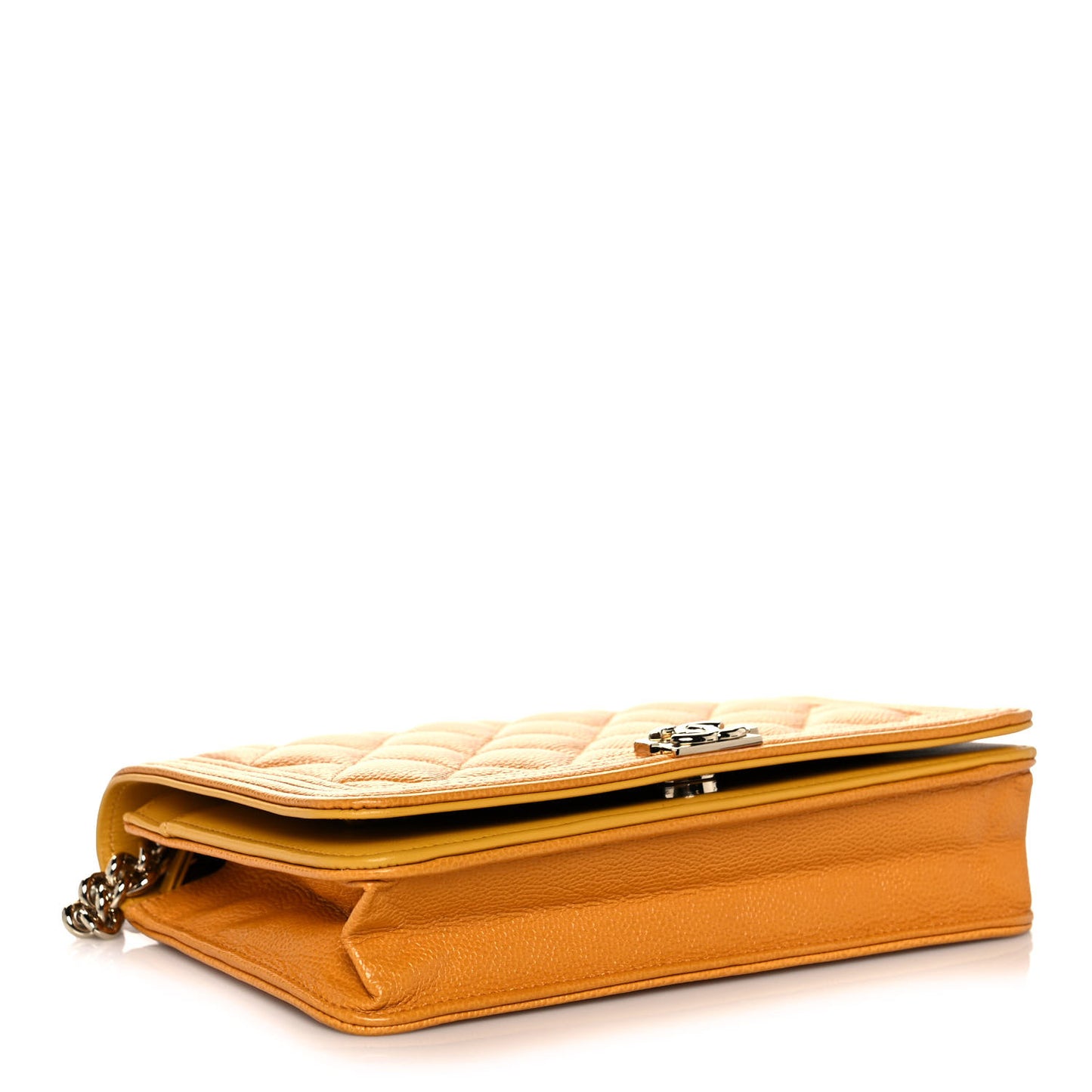 Caviar Quilted Boy Wallet On Chain WOC Yellow