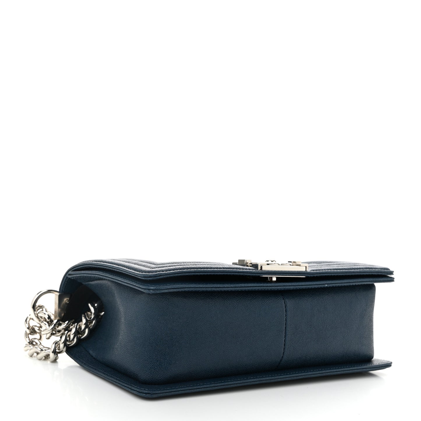 Caviar Quilted Medium Boy Flap Dark Blue