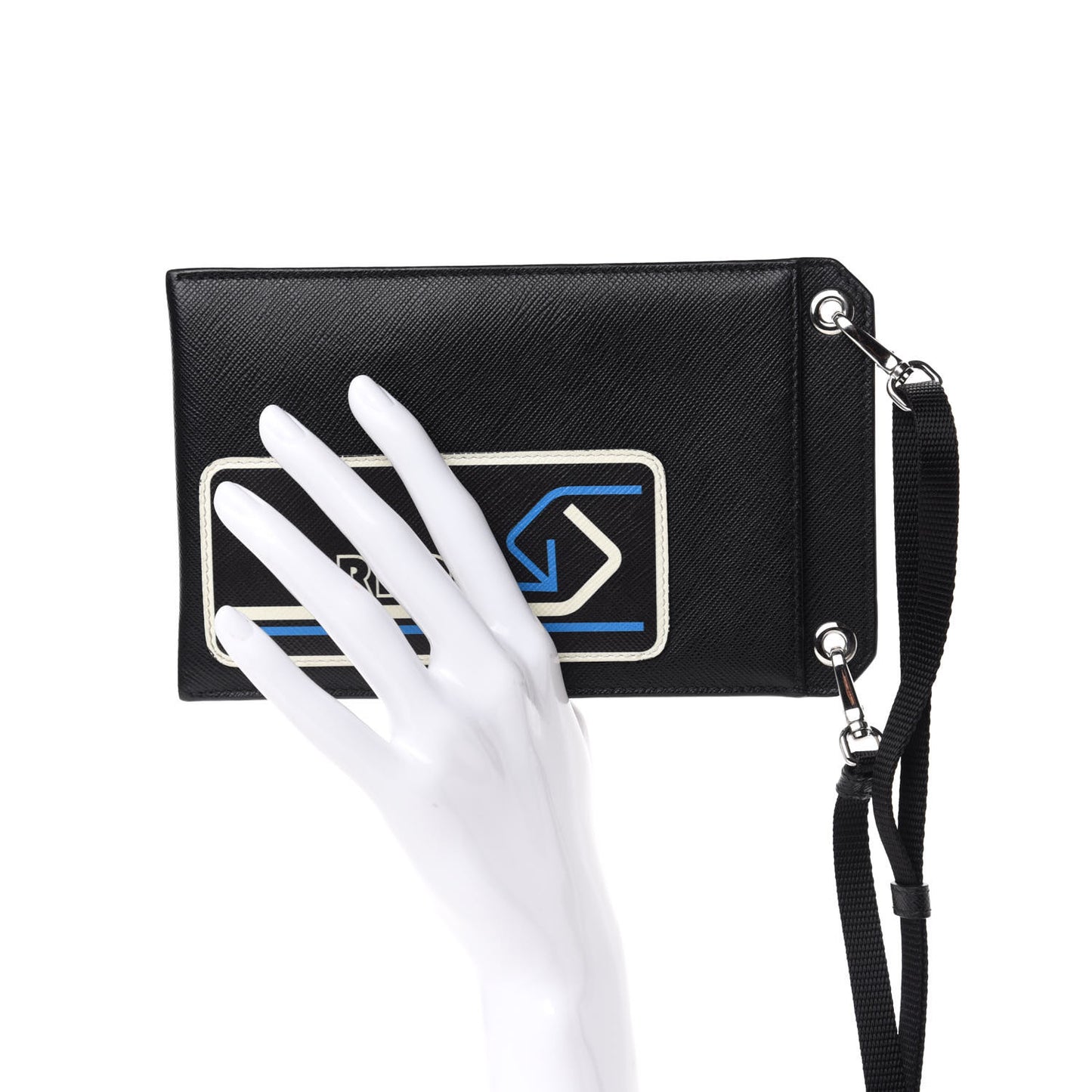 Saffiano Logo Cellphone Case With Strap Black