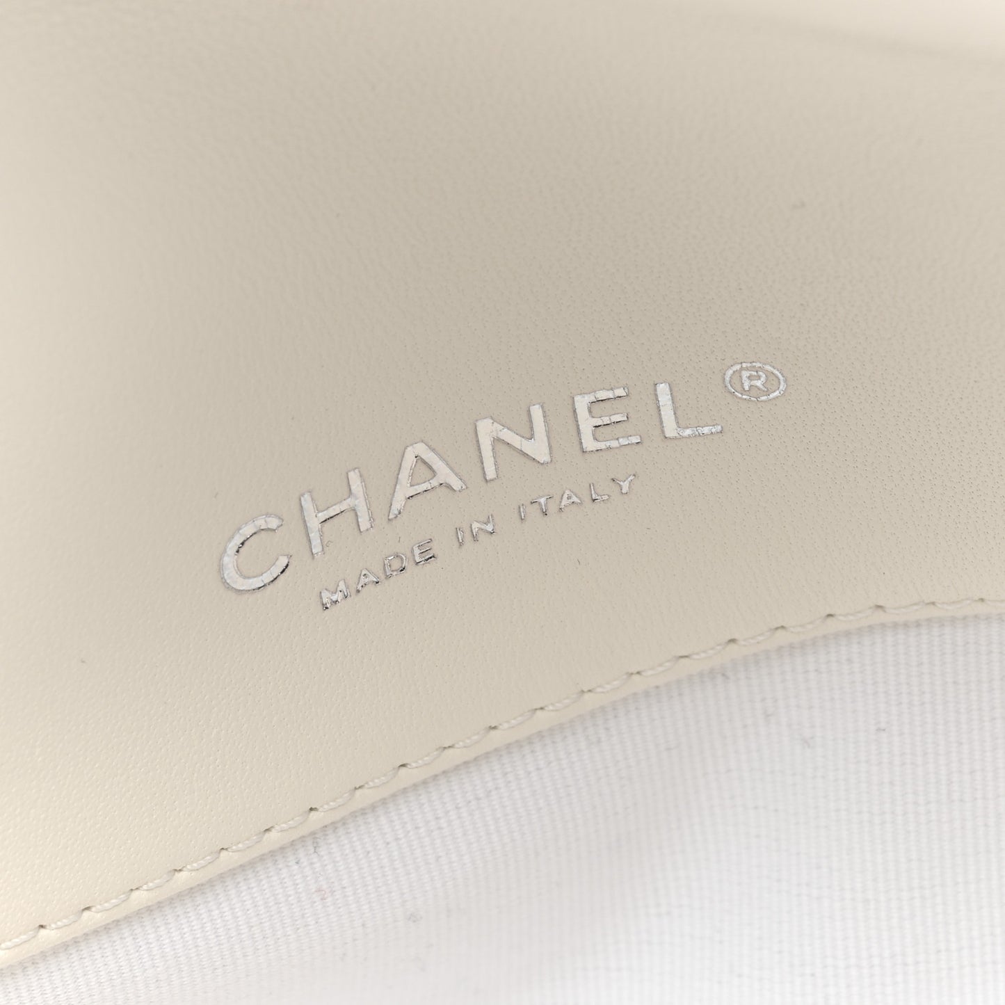 Printed Lambskin Logo CC Envelope Clutch With Chain White
