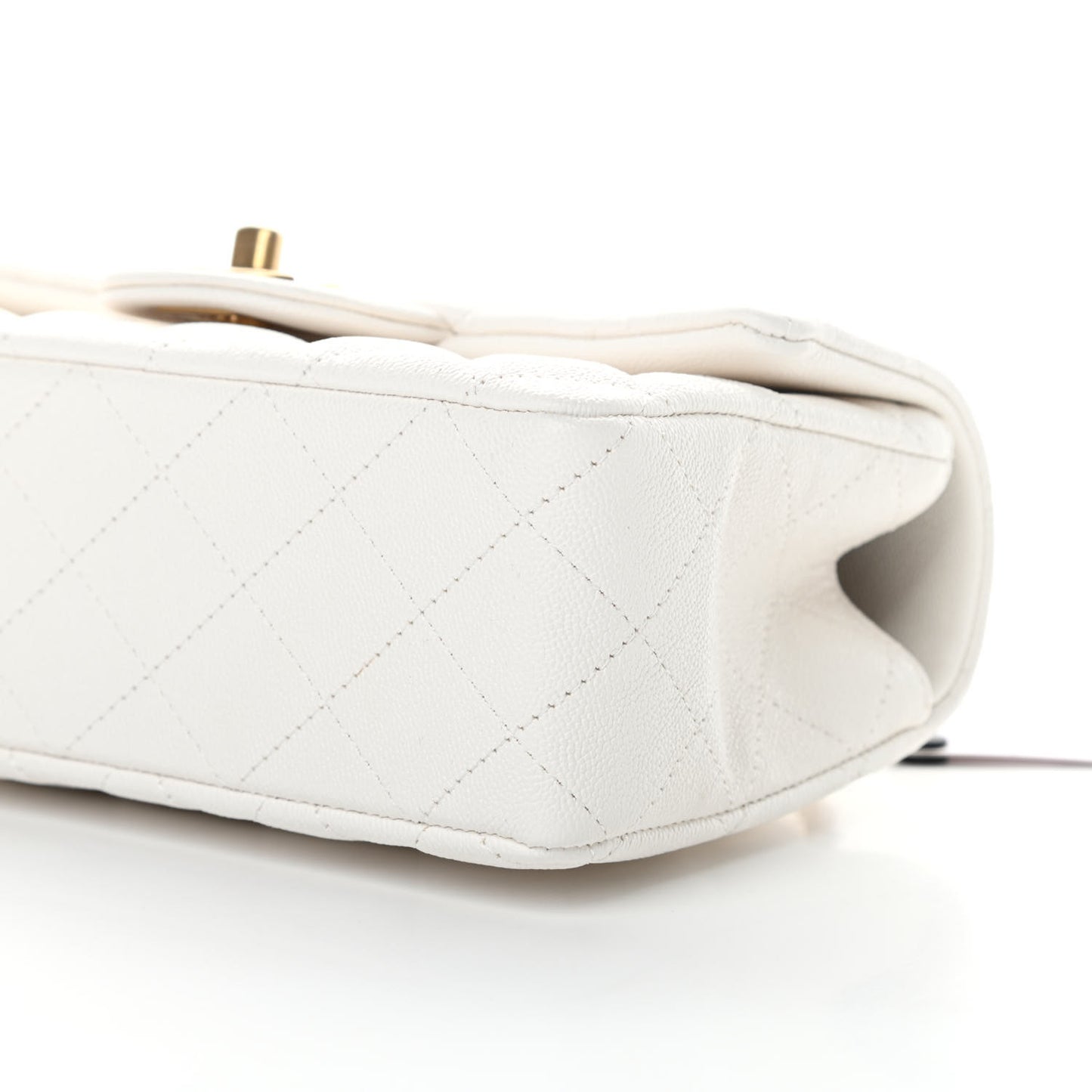 Caviar Quilted Mini Top Handle Rectangular Flap White