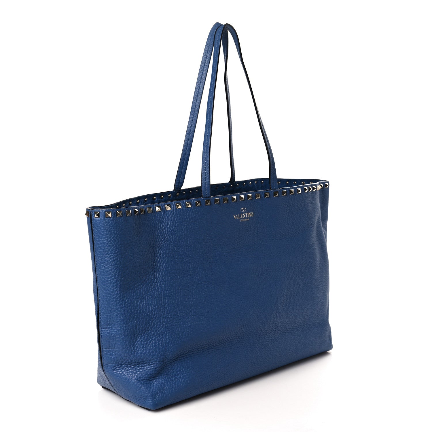 Valentino Garavani Grained Calfskin Rockstud Shoulder Tote Baltique 3 of 8