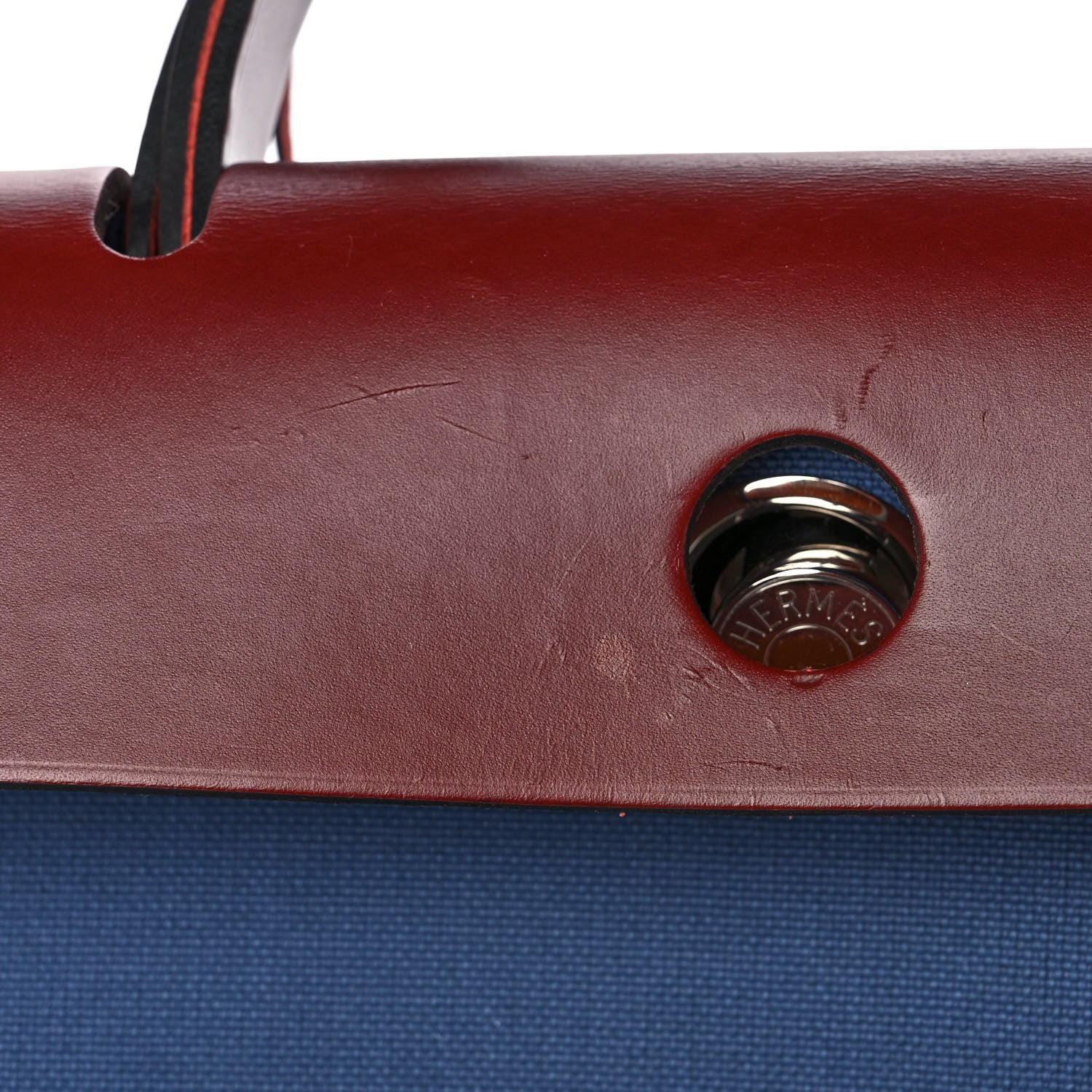 Hermes Vache Hunter Toile Militaire Herbag Zip 31 PM Bleu Agate Rouge H 14 of 15