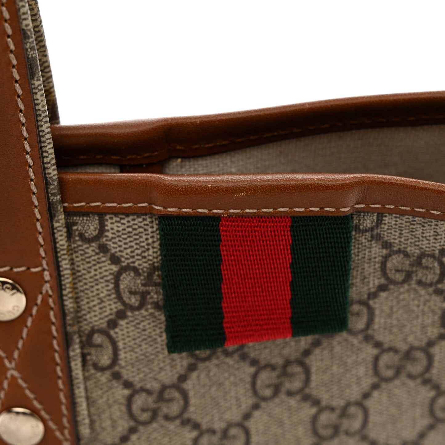 GG Plus Monogram Medium Signature Web Loop Tote Brown