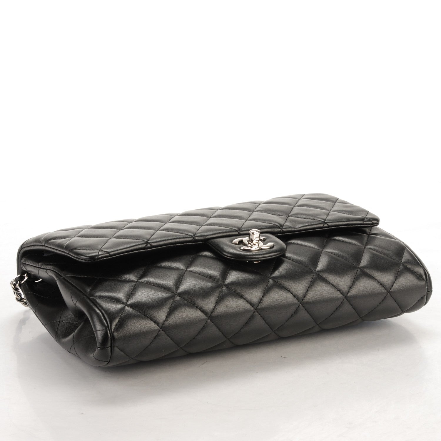 Chanel Lambskin Quilted Clutch With Chain Flap Black 4 of 7