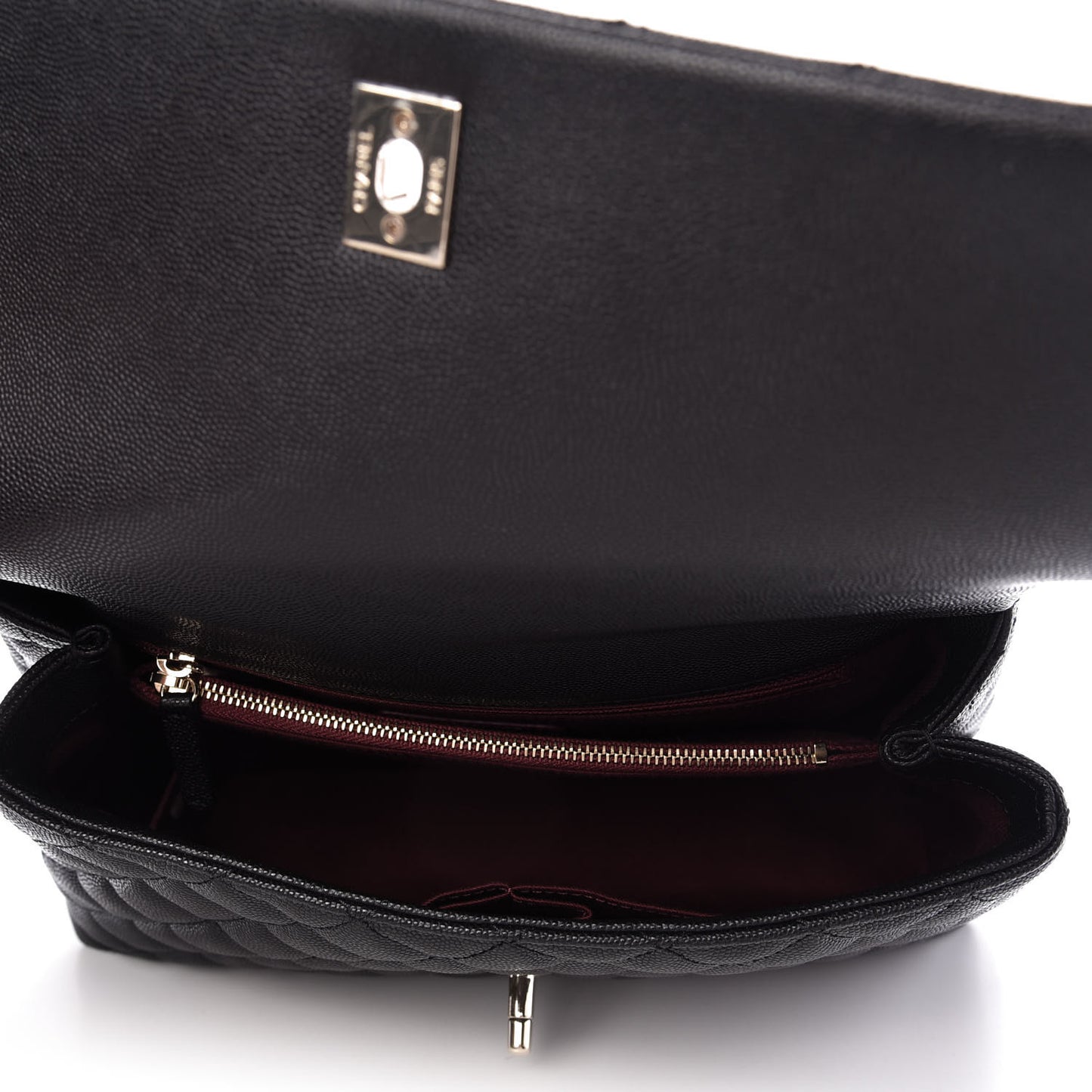 Caviar Quilted Small Coco Handle Flap Black