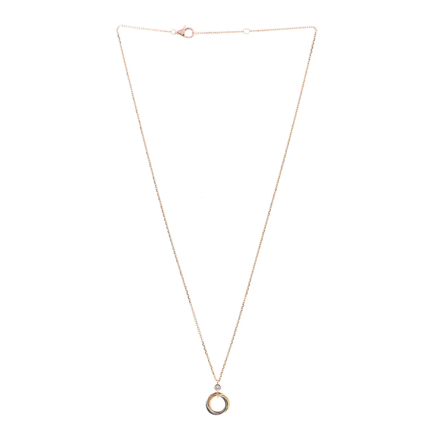 Cartier 18K Pink Yellow White Gold Diamond Trinity Pendant Necklace 2 of 5