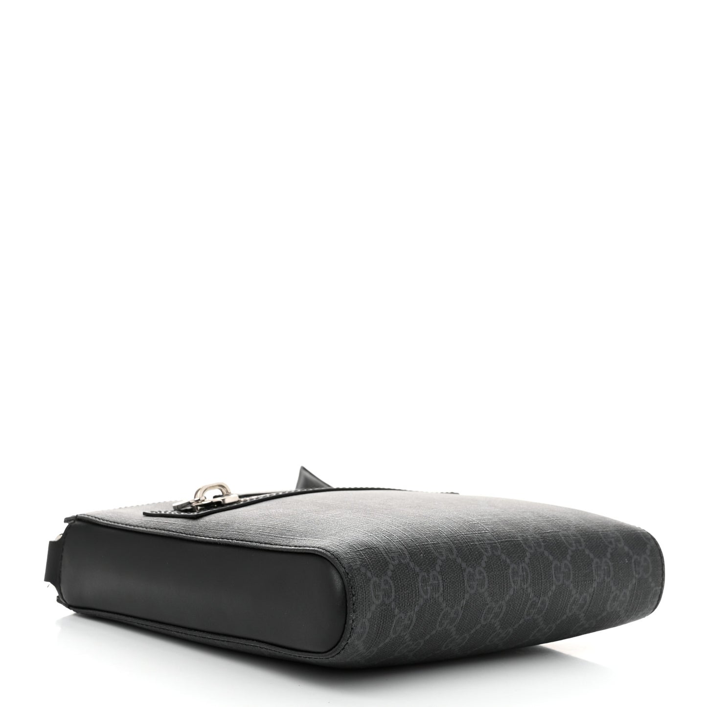 GG Supreme Monogram Web Small Flat Messenger Bag Black Grey