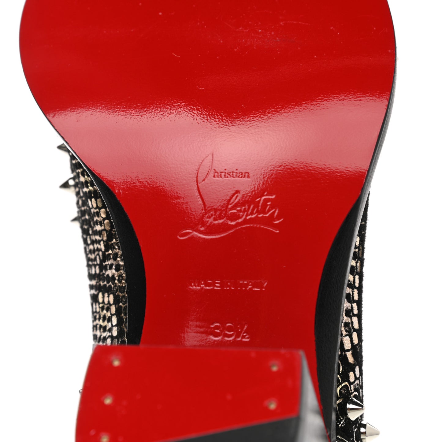 Calfskin Suede Embossed Snakeskin Spiked With My Guitar Chelsea Boots 39.5 Black