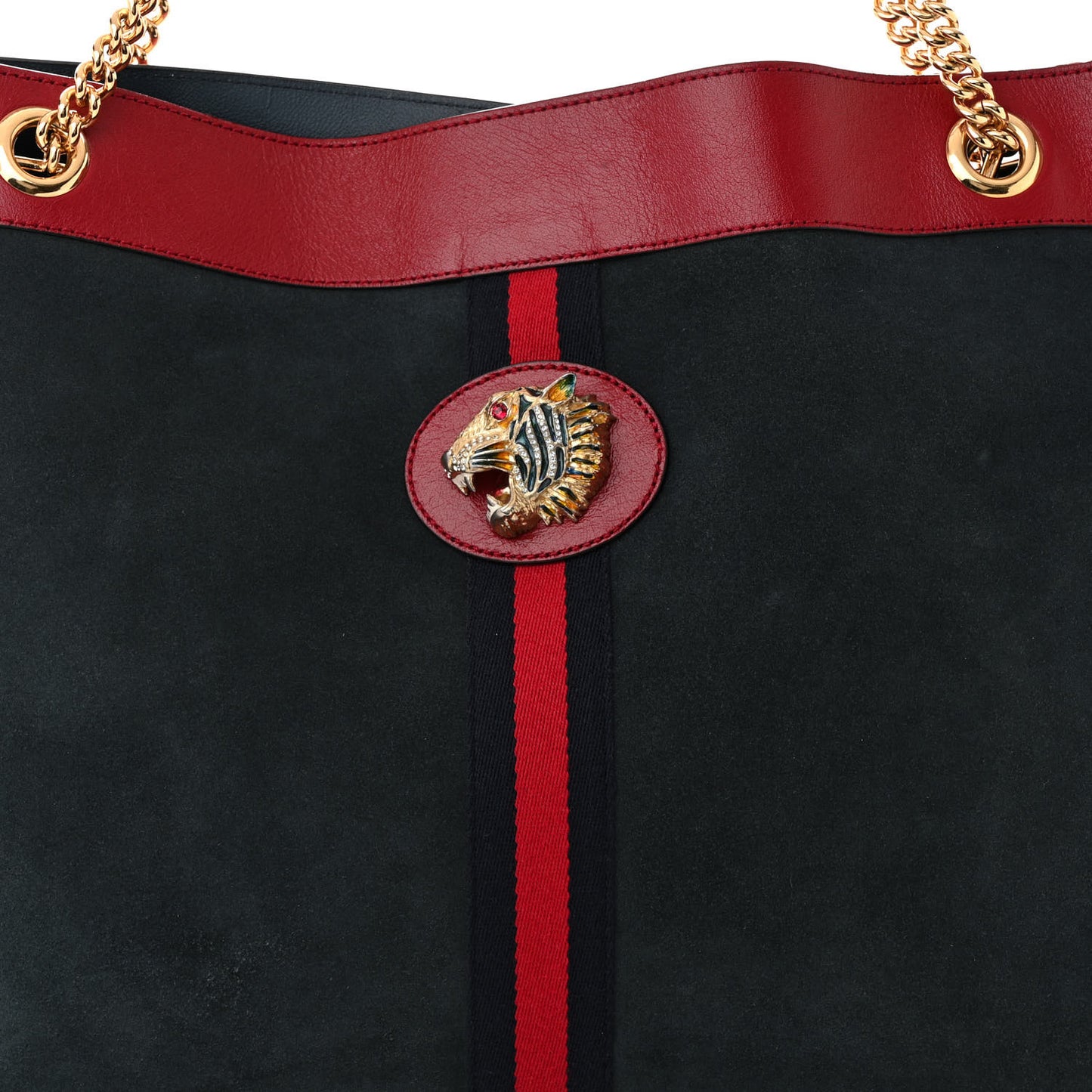 Suede Calfskin Large Rajah Chain Tote New Blue Romantic Cherry