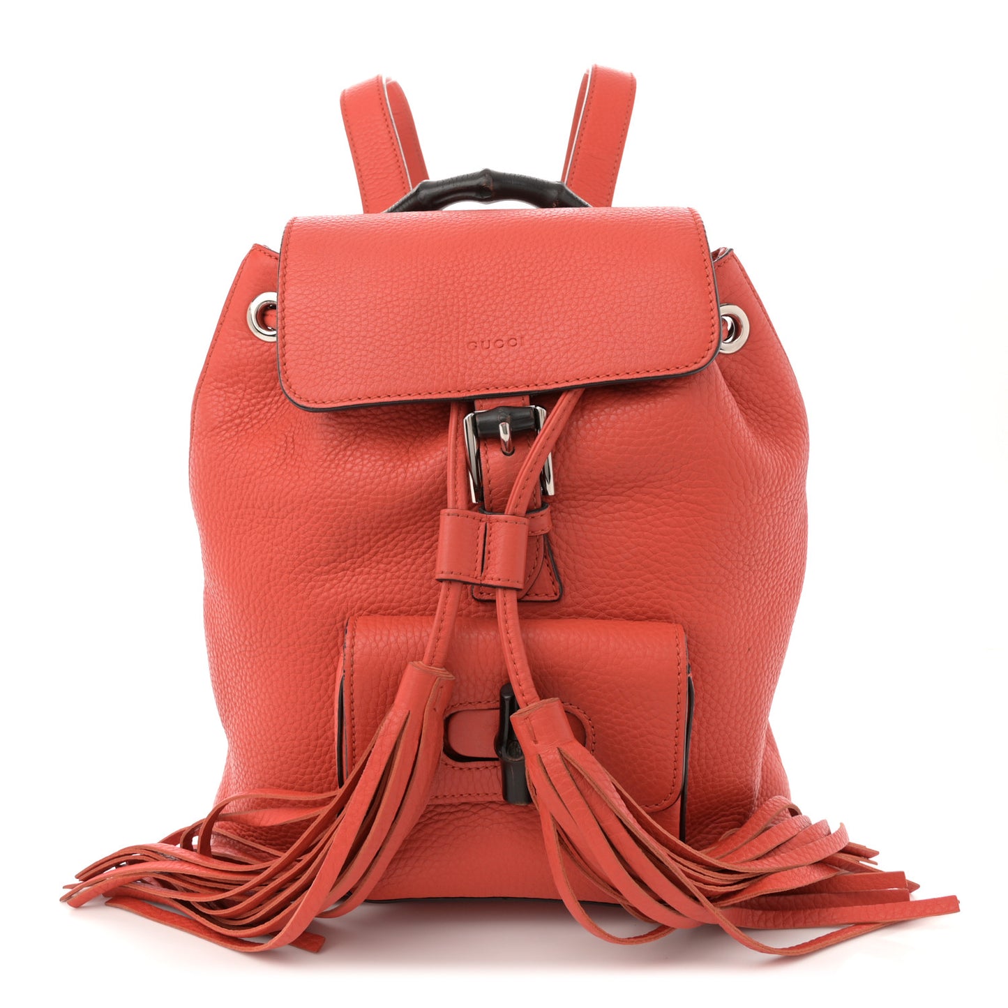 Calfskin Small Bamboo Backpack Orange