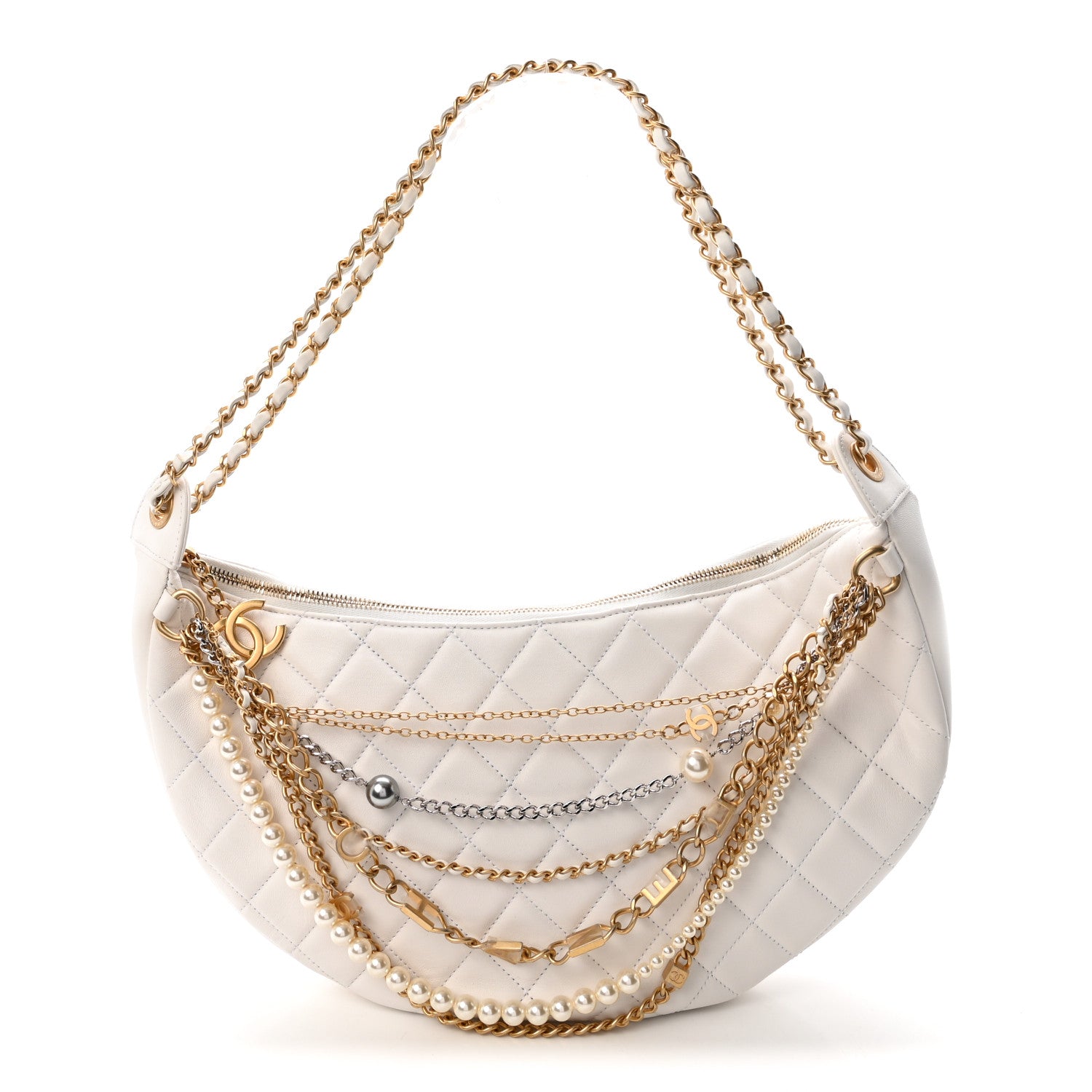 h*i様 CHANEL ShoulderBag,Quilted,Novelty, Chanel Lambskin Quilted All About Chains Hobo White 1903156