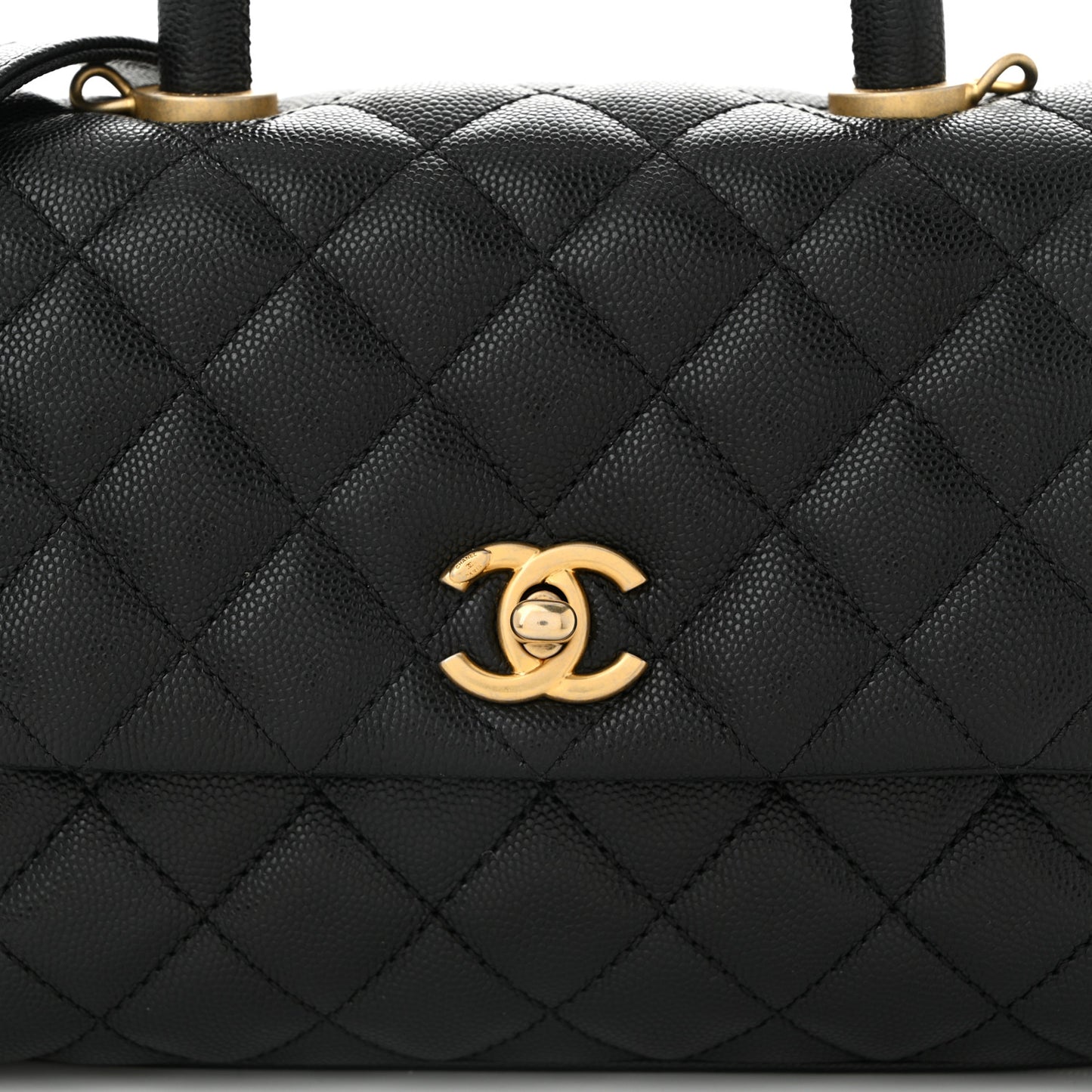 Caviar Quilted Mini Coco Handle Flap Black