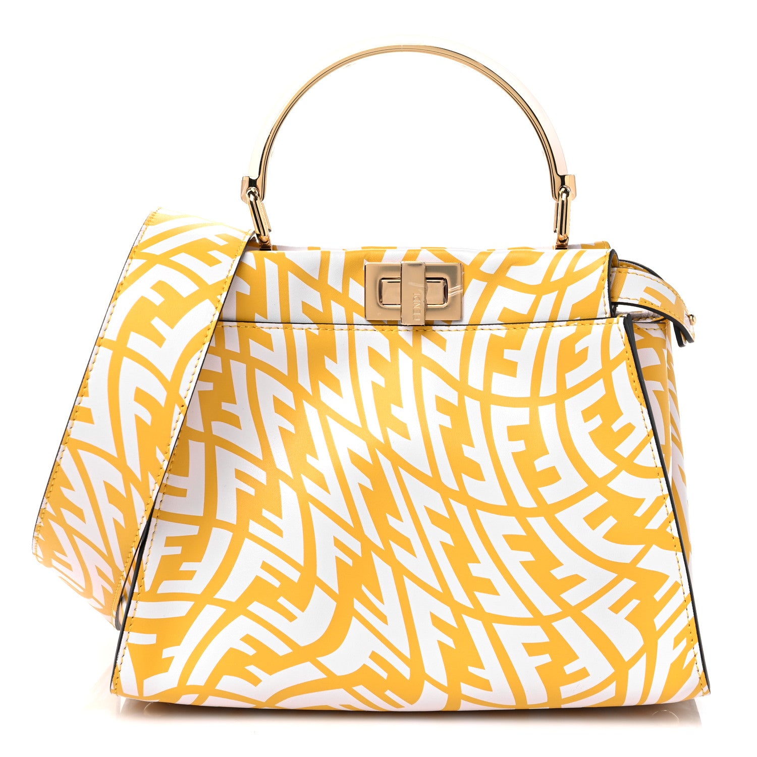 Fendi X SARAH COLEMAN Vitello Liberty Shiny Nappa Plexiglass FF Vertigo Mini Peekaboo Iconic Satchel Mimosa White 1 of 9