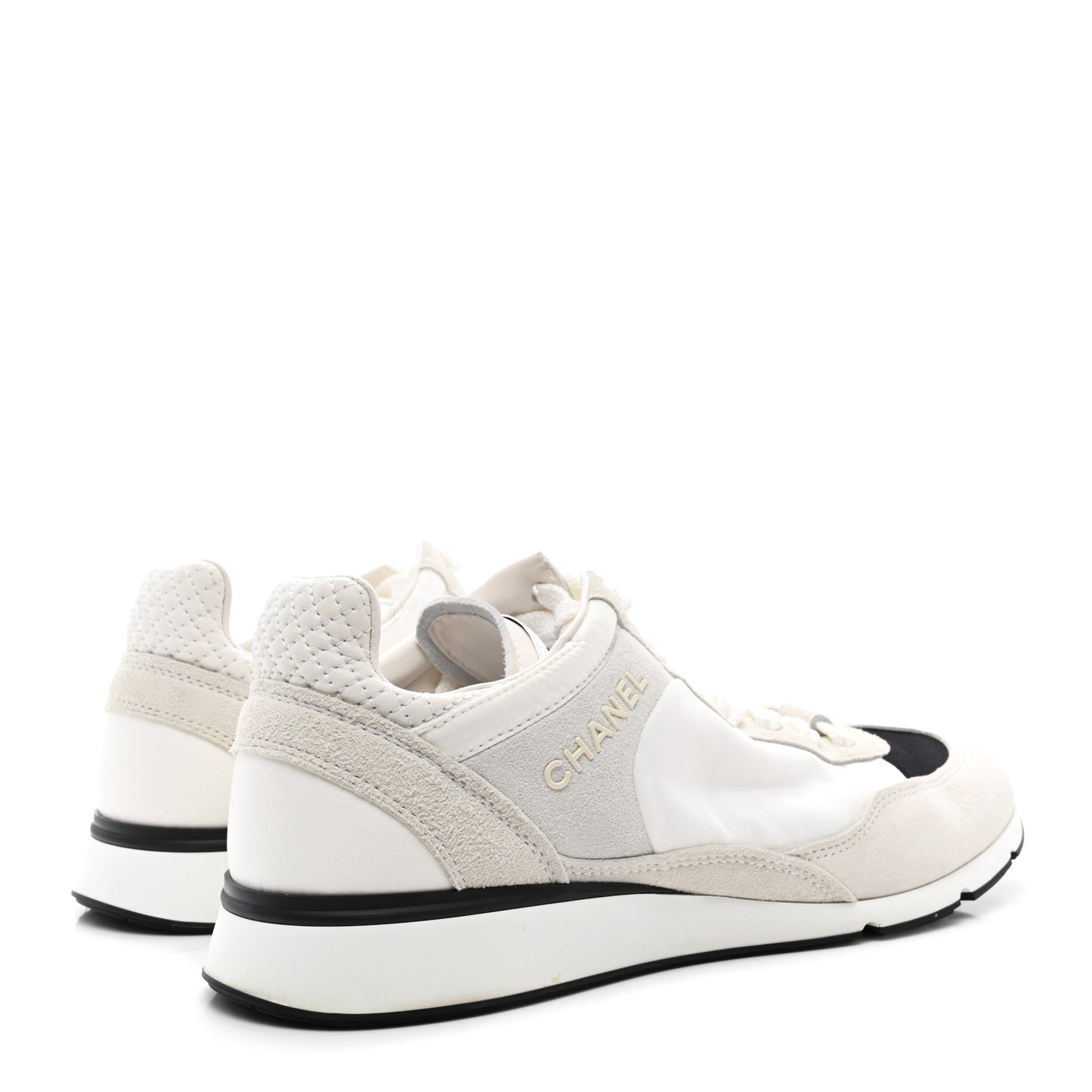 Nylon Suede Kidskin Calfskin Logo Sneakers 39.5 White Black