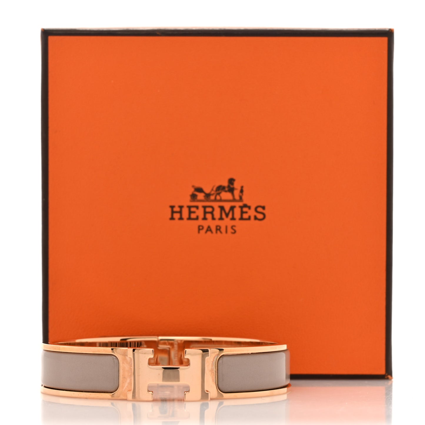Enamel Narrow Clic Clac H Bracelet PM Marron Glace