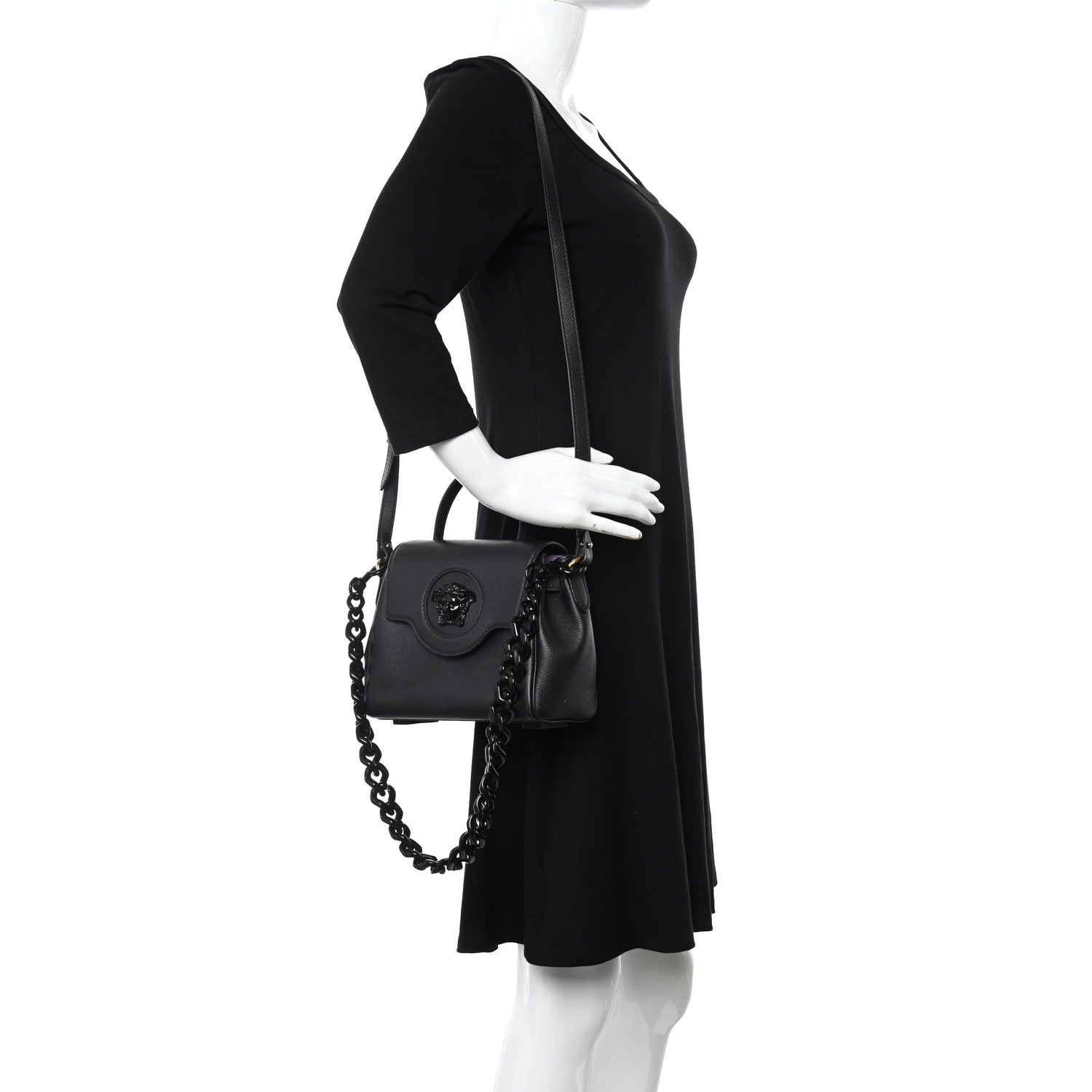 Versace Grained Calfskin Small La Medusa Top Handle Bag Black Lilac 2 of 13