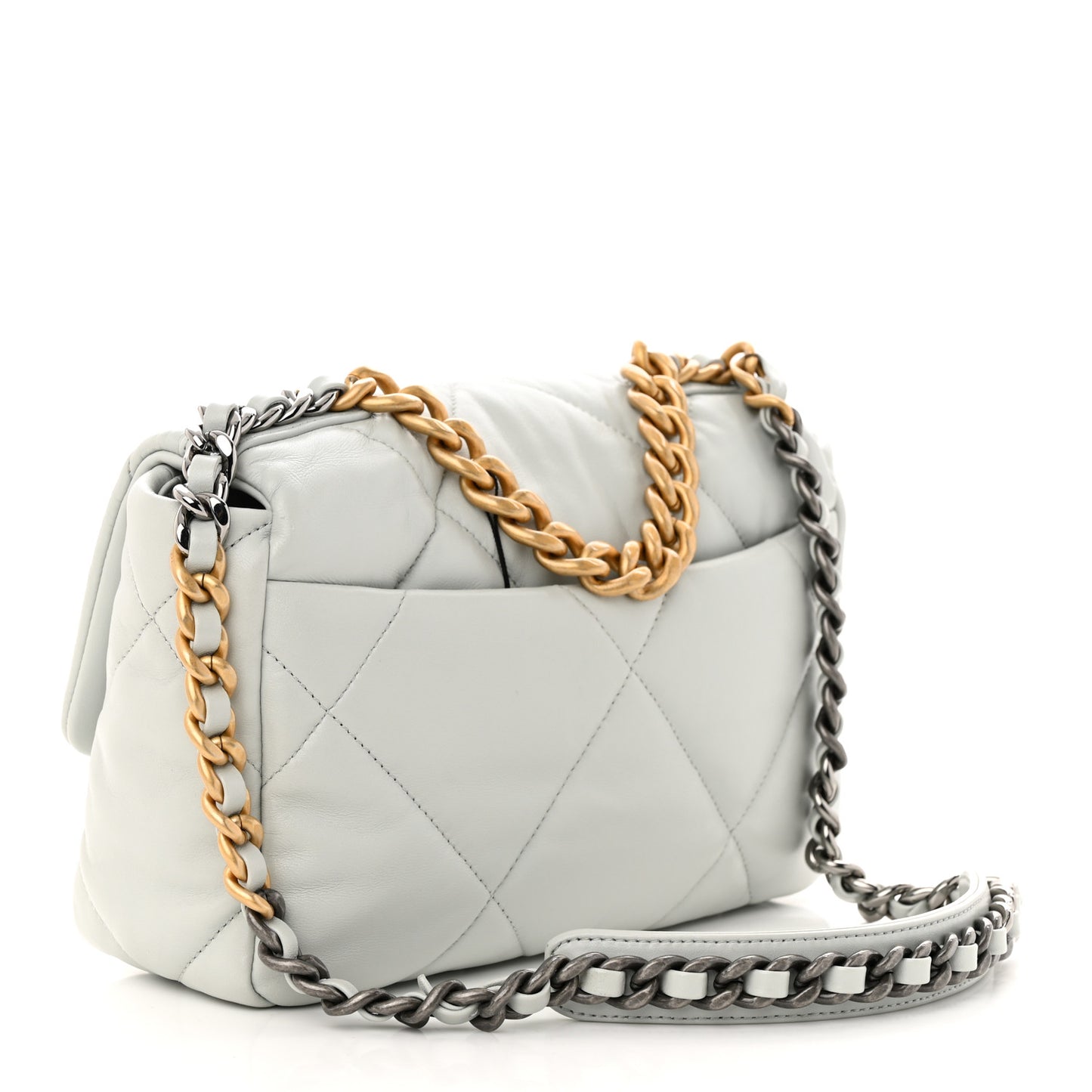 Lambskin Quilted Medium Chanel 19 Flap Light Blue