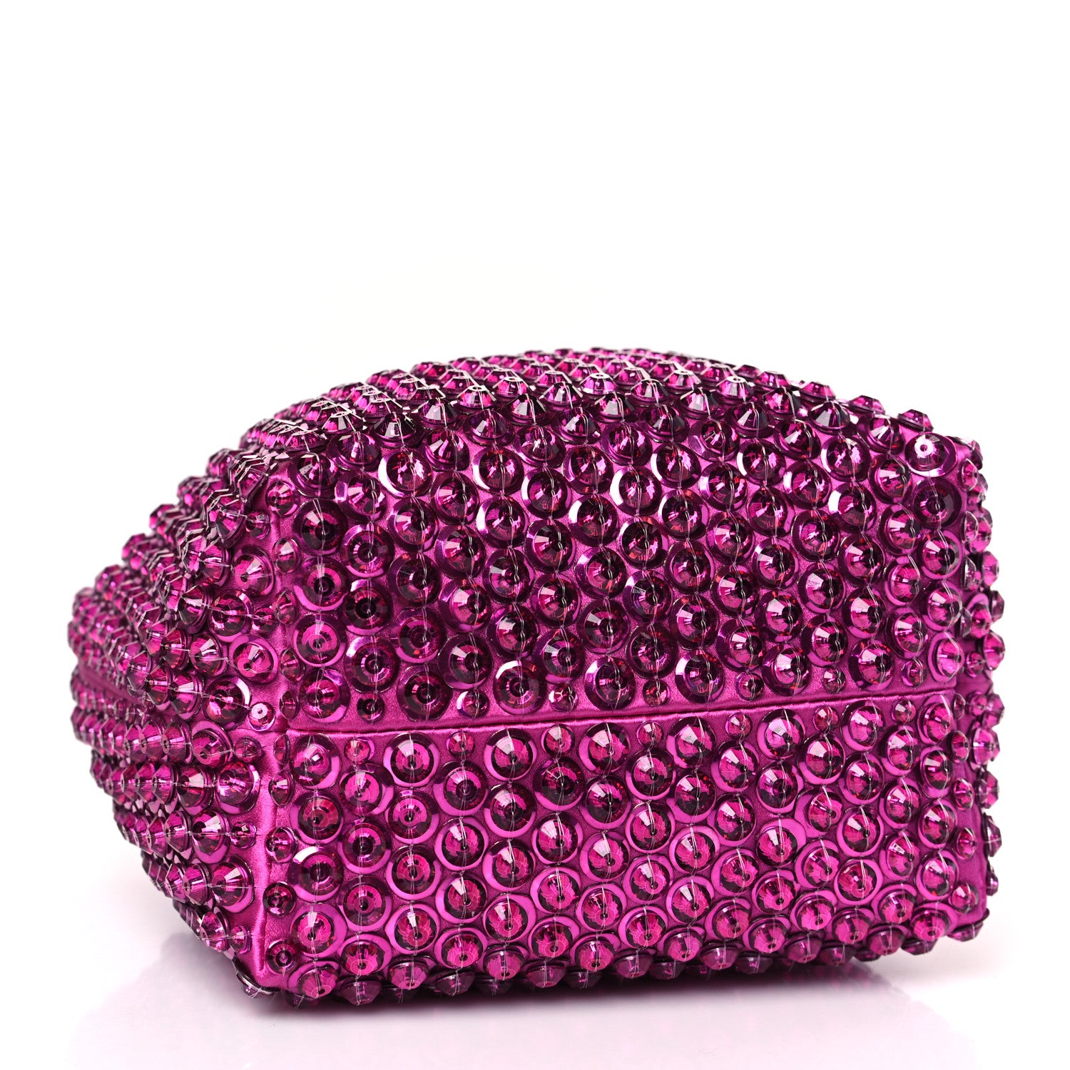 Valentino Garavani Satin Rhinestone Embellished Small Carry Secrets Bucket Bag Pink 4 of 8