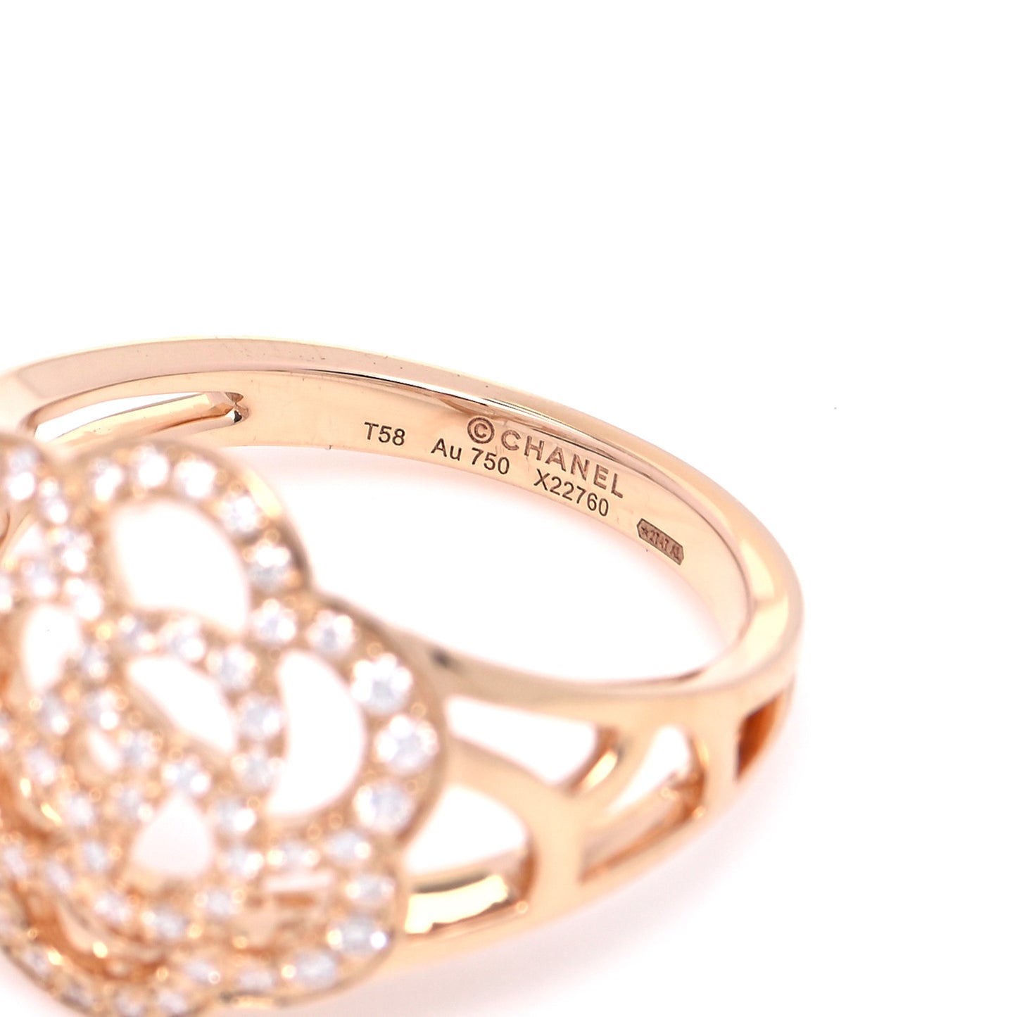 18K Rose Gold Diamond Camellia Ring 58 8.5