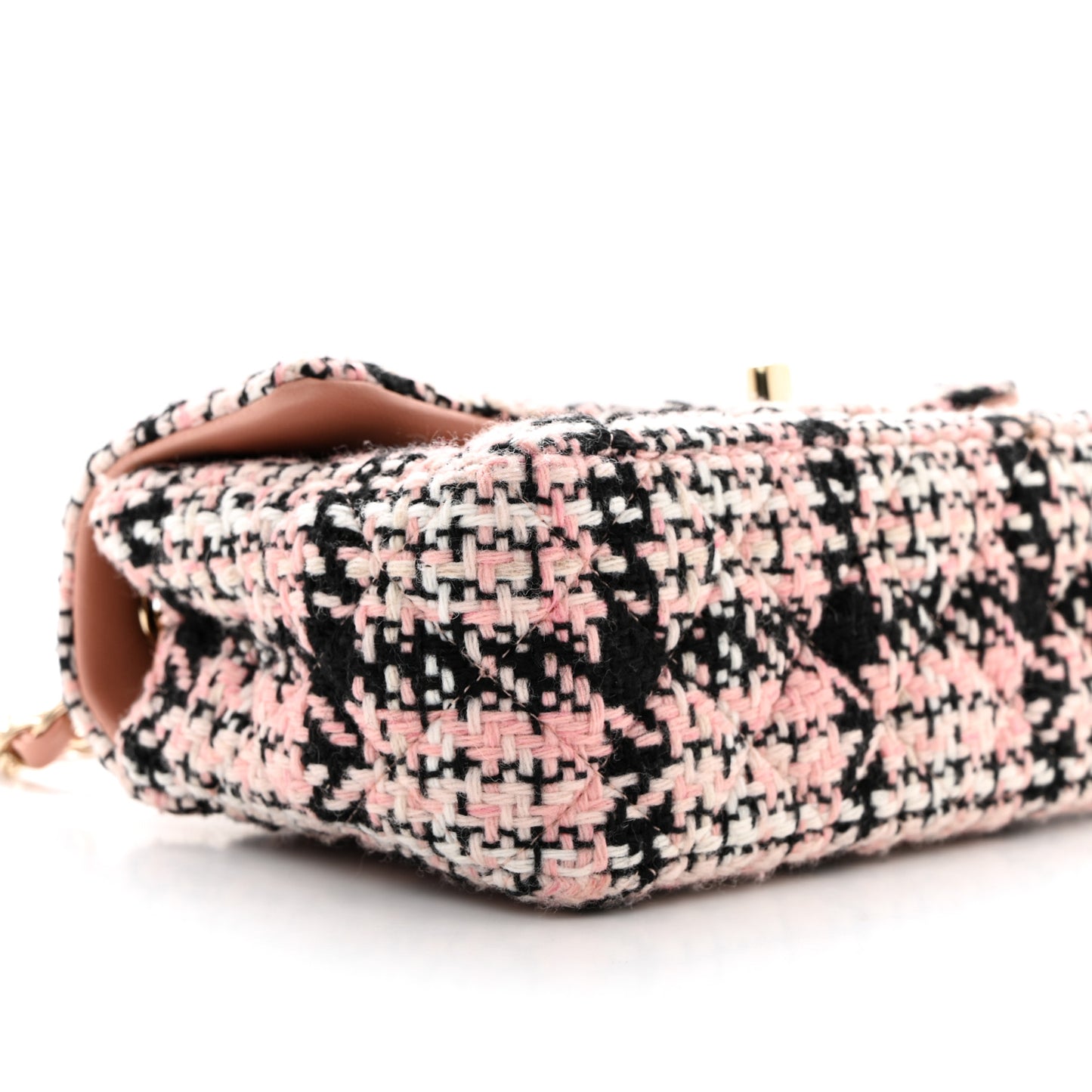 Tweed Quilted Mini Rectangular Flap Pink Black White