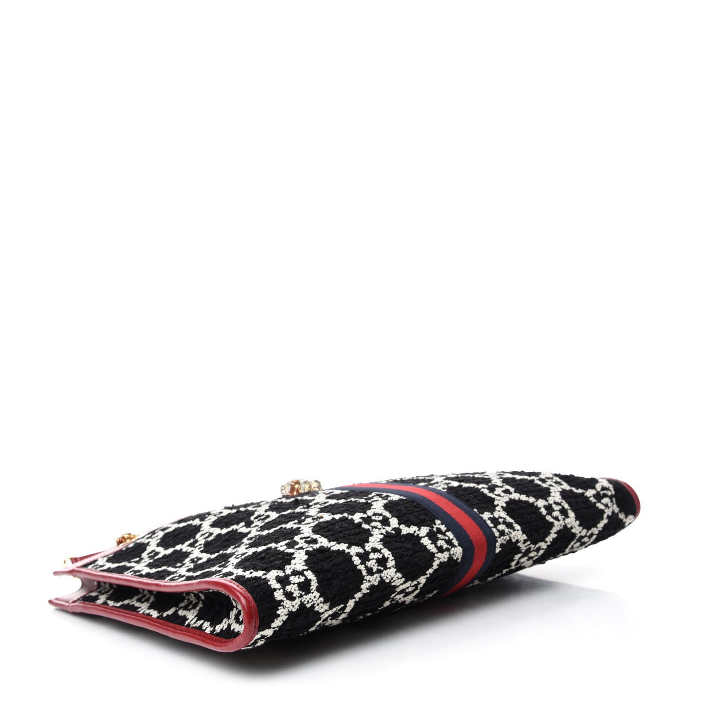 Tweed GG Monogram Large Rajah Chain Tote Romantic Cherry Black White