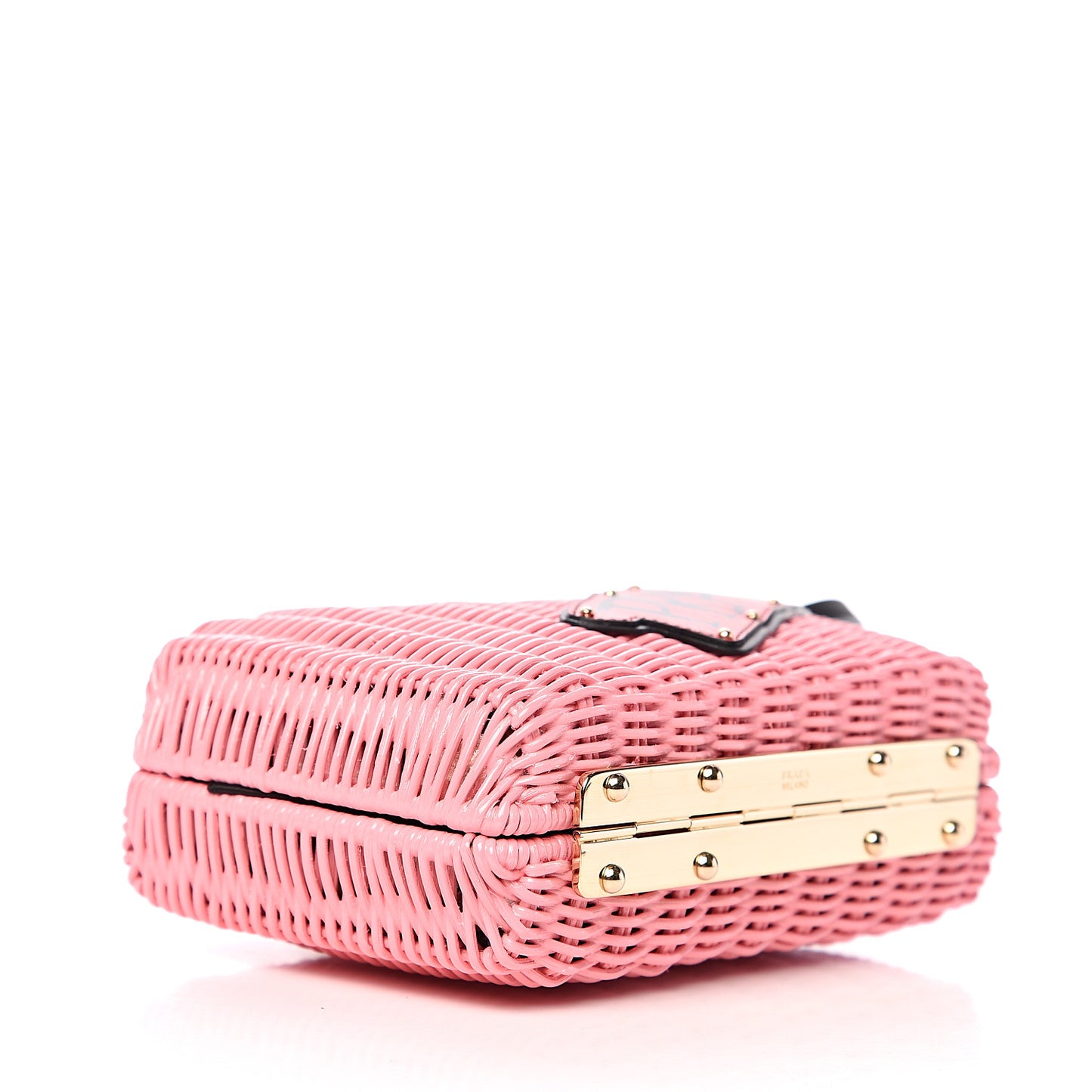 Wicker Saffiano Logo Crossbody Clutch Petalo Black