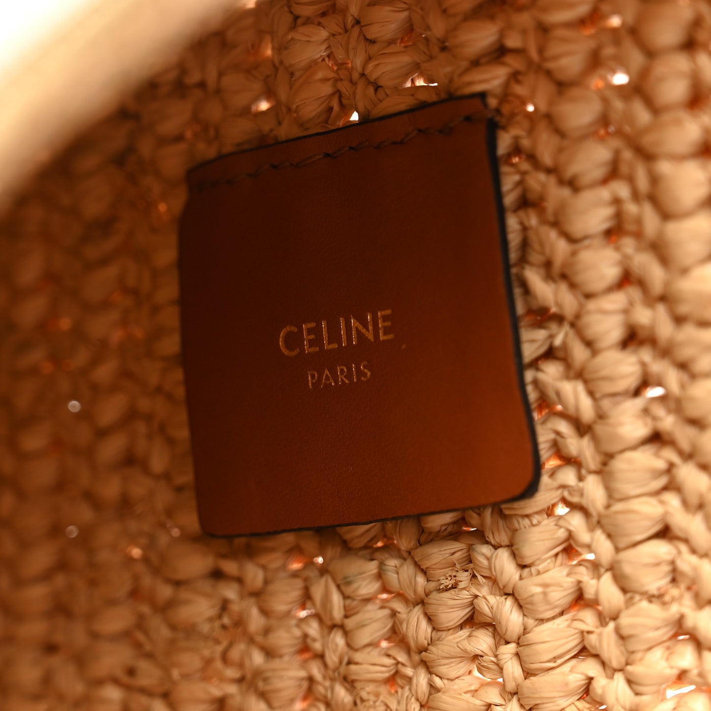 Raffia Calfskin Small Triomphe Pouch Tan