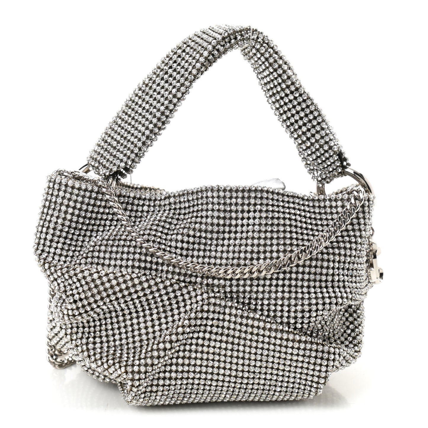 Satin Crystal Embellished Bonny Shoulder Bag Silver