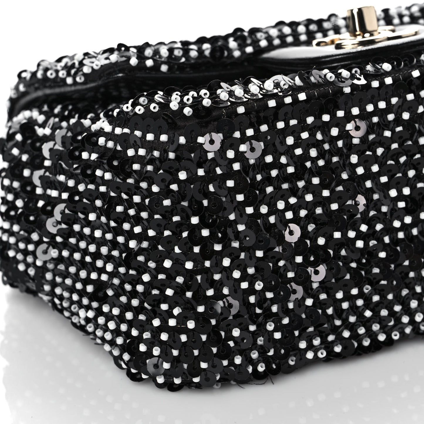 Sequin Mini Square Flap Black