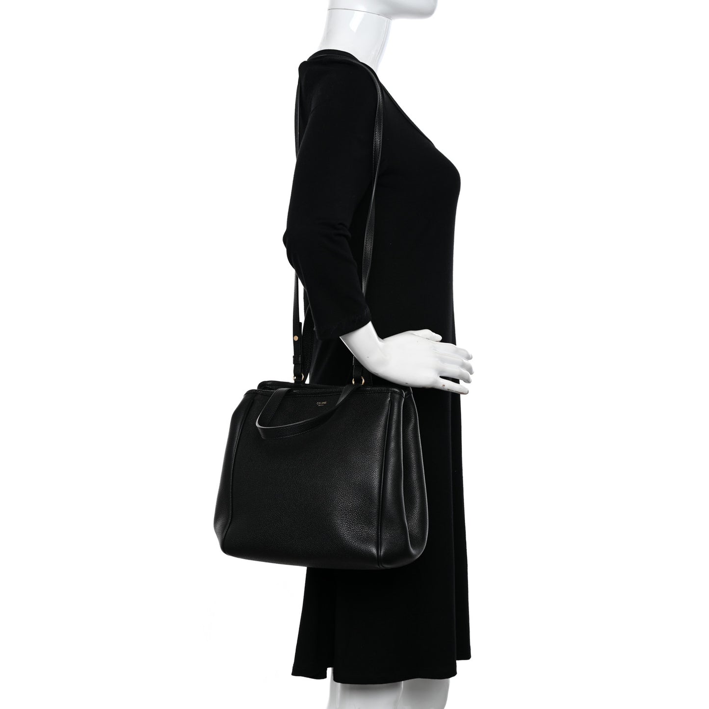 Grained Calfskin Small Folded Cabas Black