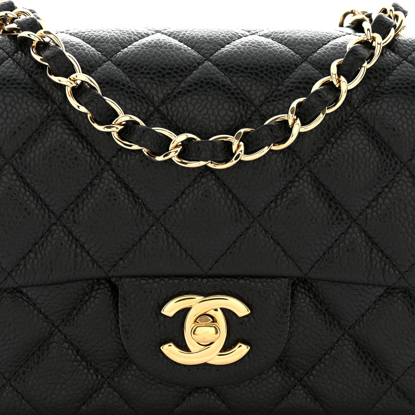 Caviar Quilted Mini Square Flap Black