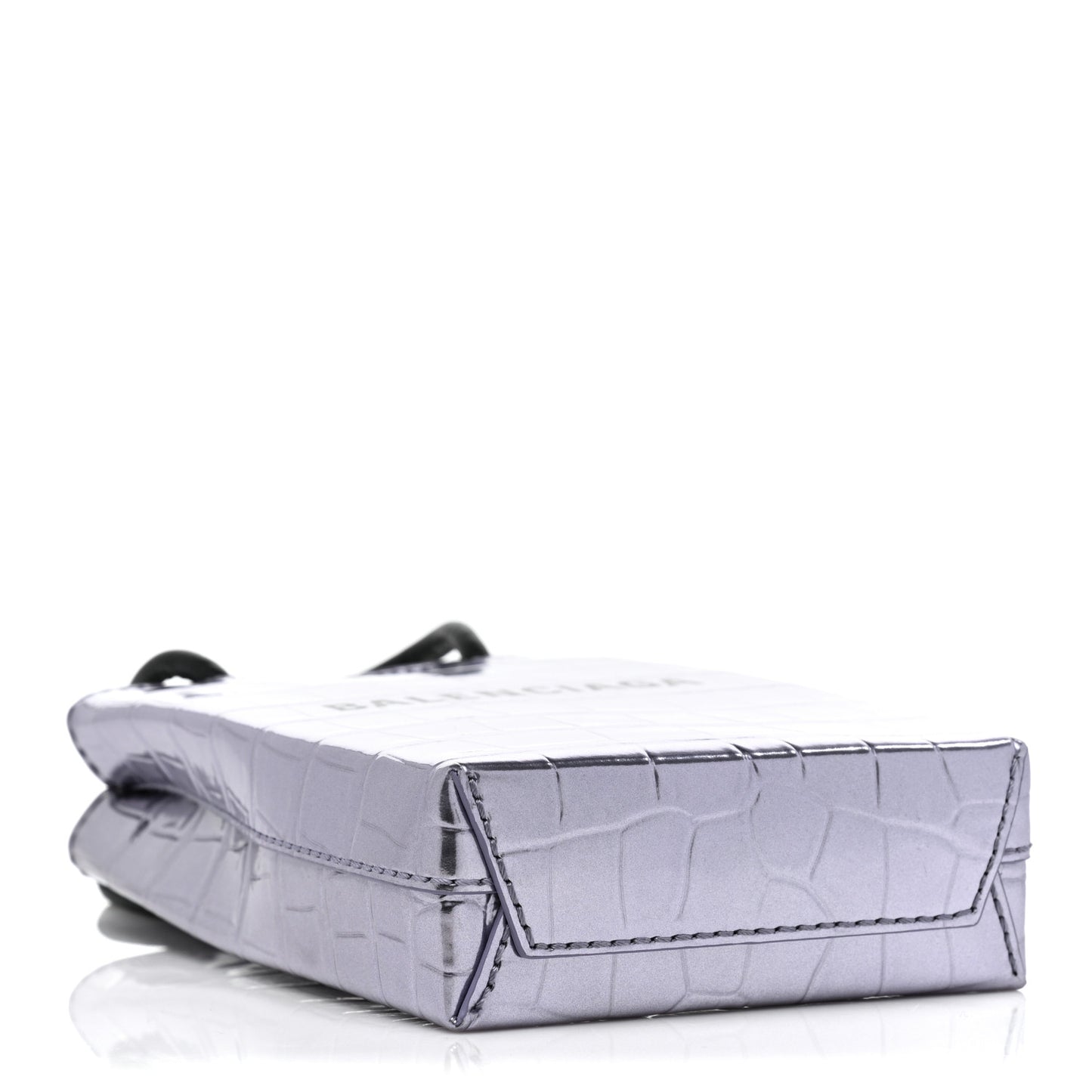 Calfskin Crocodile Embossed Logo Shopping Phone Holder Bag Lilac Black