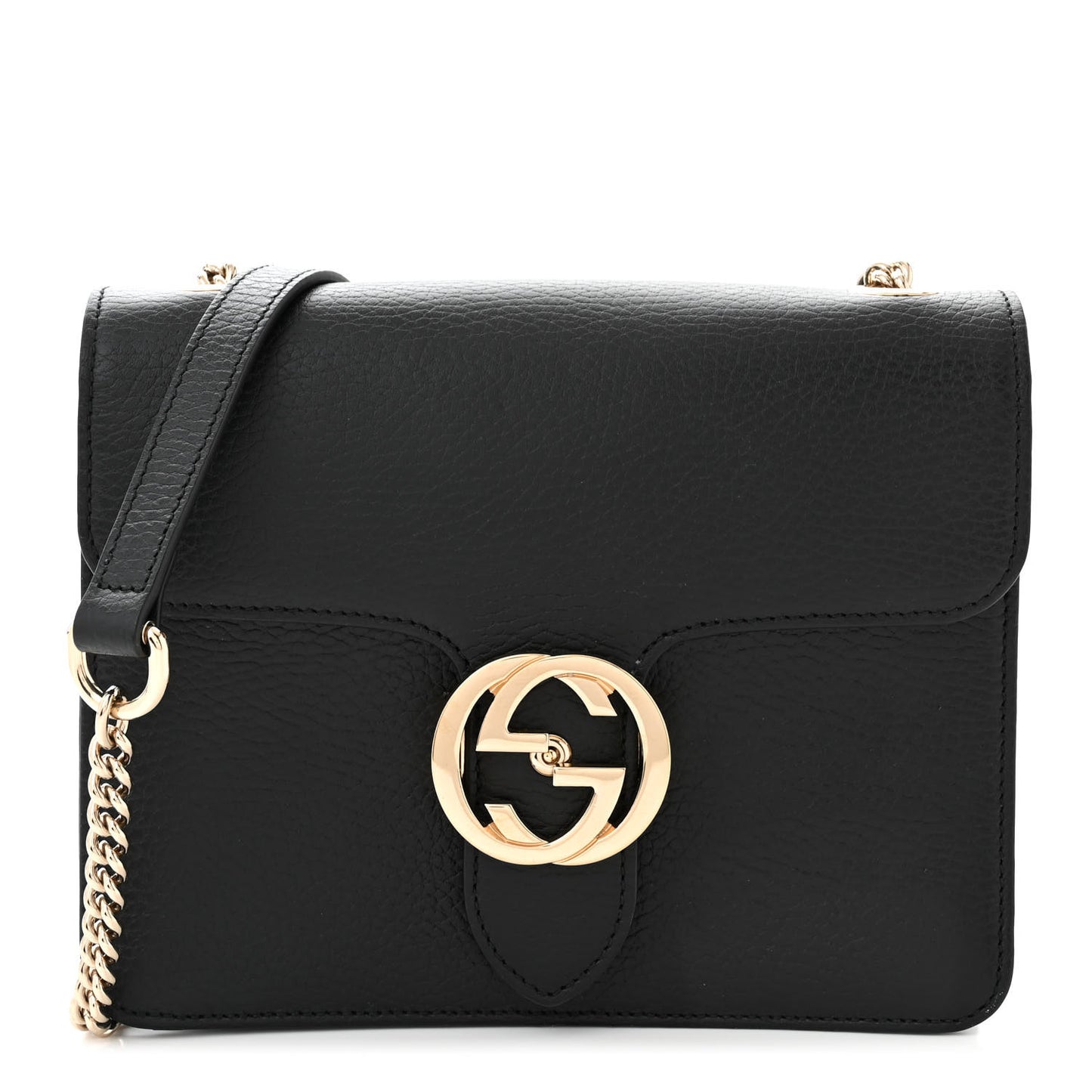 Dollar Calfskin Small Interlocking G Shoulder Bag Black