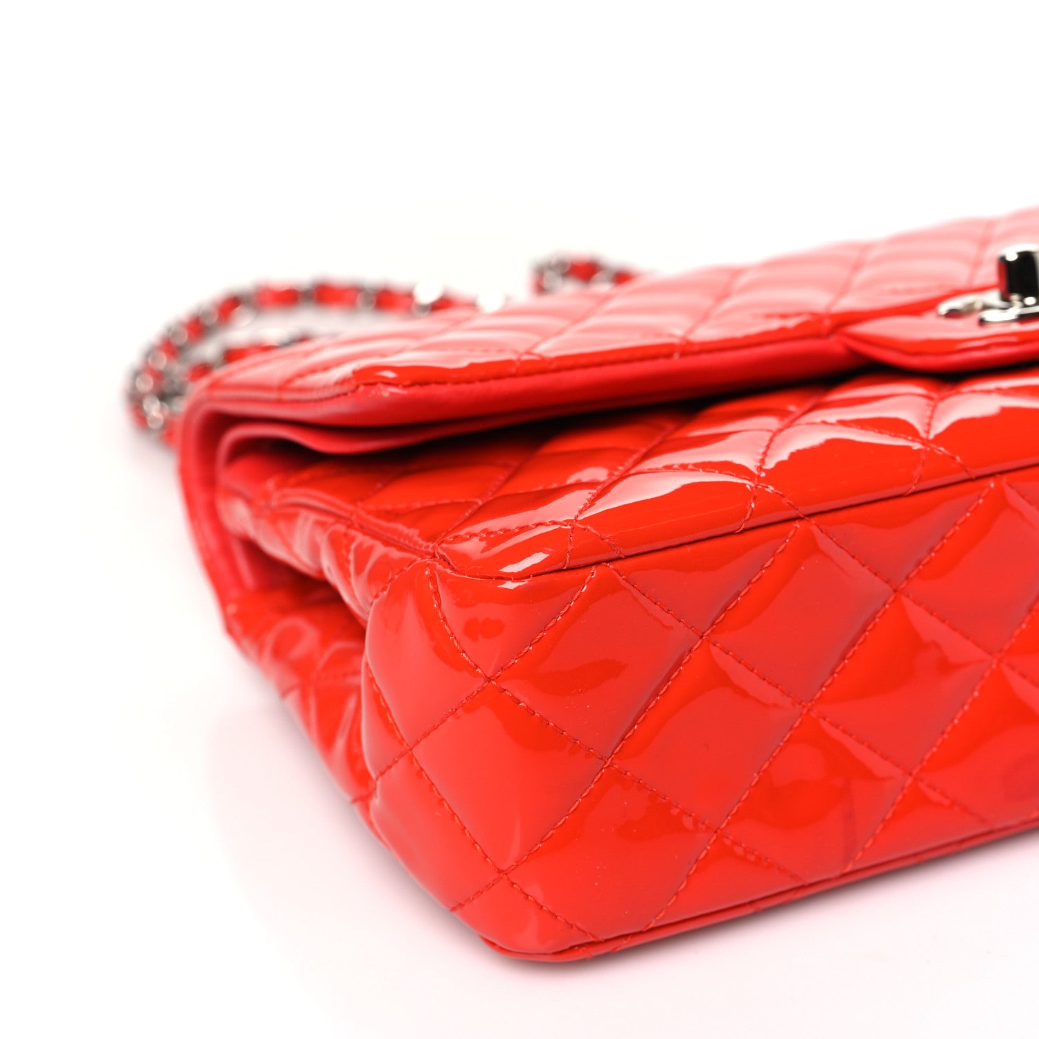 Chanel Patent Quilted Medium Double Flap Red 9 of 14