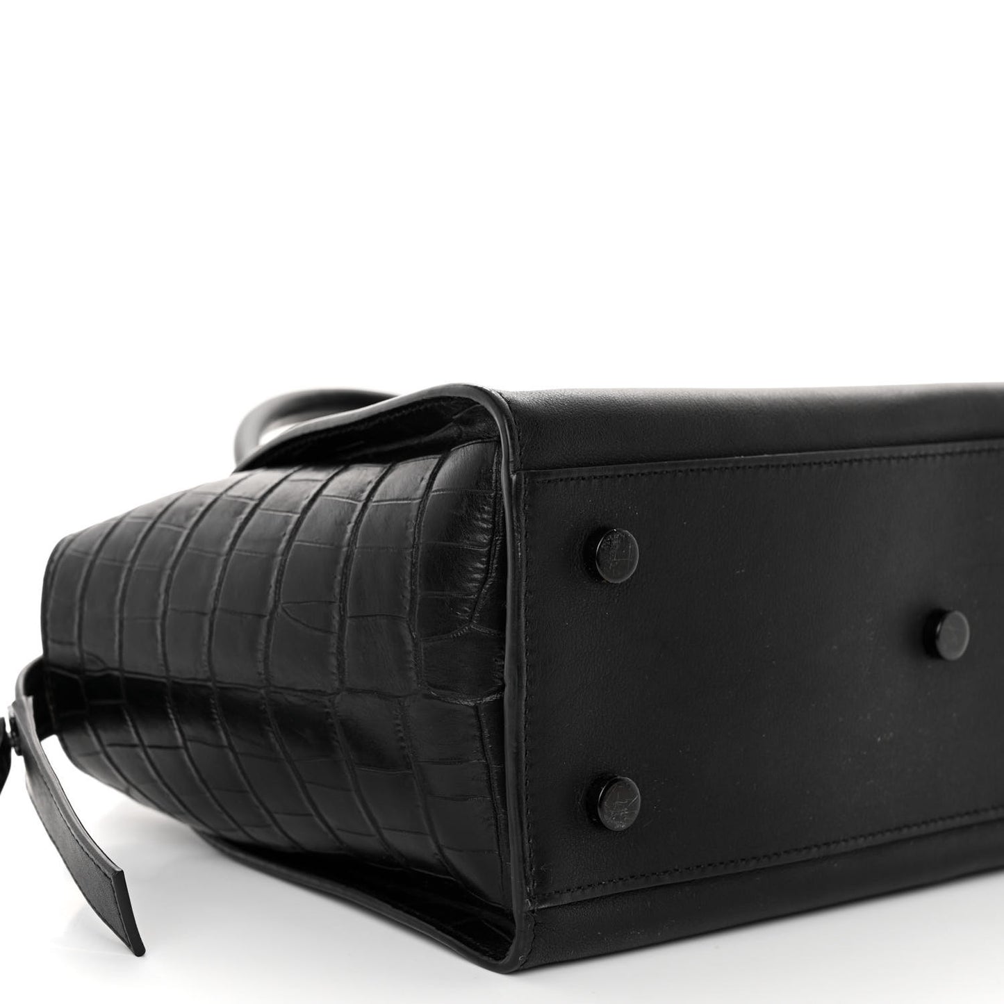 Smooth Calfskin Crocodile Embossed Baby Monogram Downtown Cabas Black