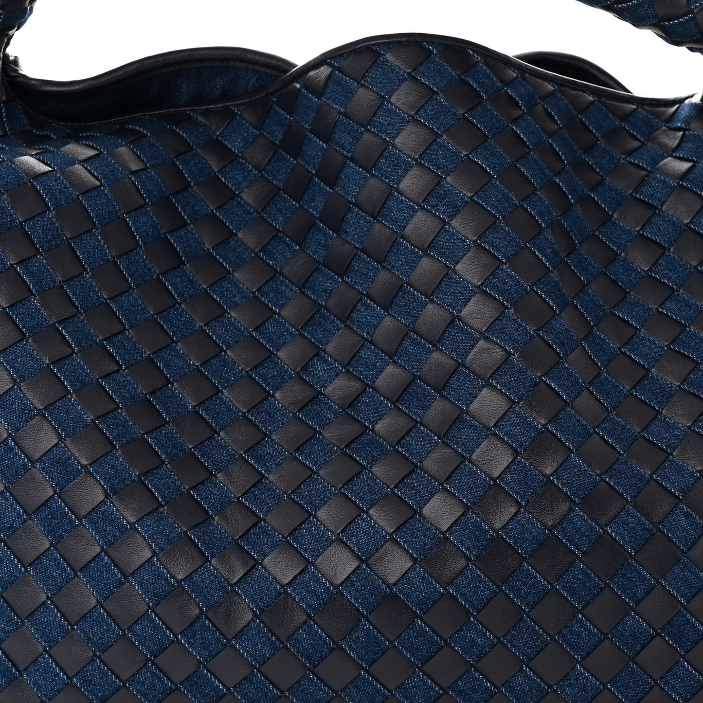 Denim Calfskin Intrecciato Large Hop Abyss Indigo