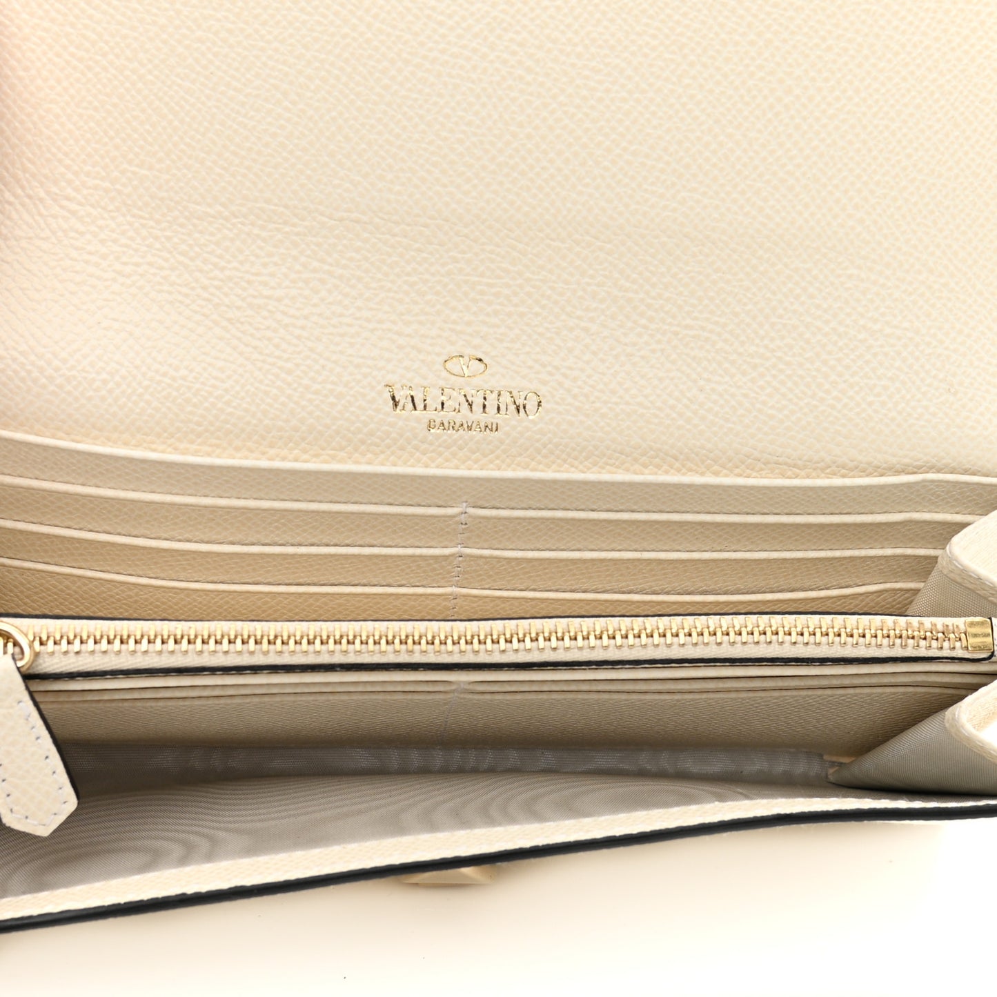 Calfskin Rockstud Flip Lock Wallet White