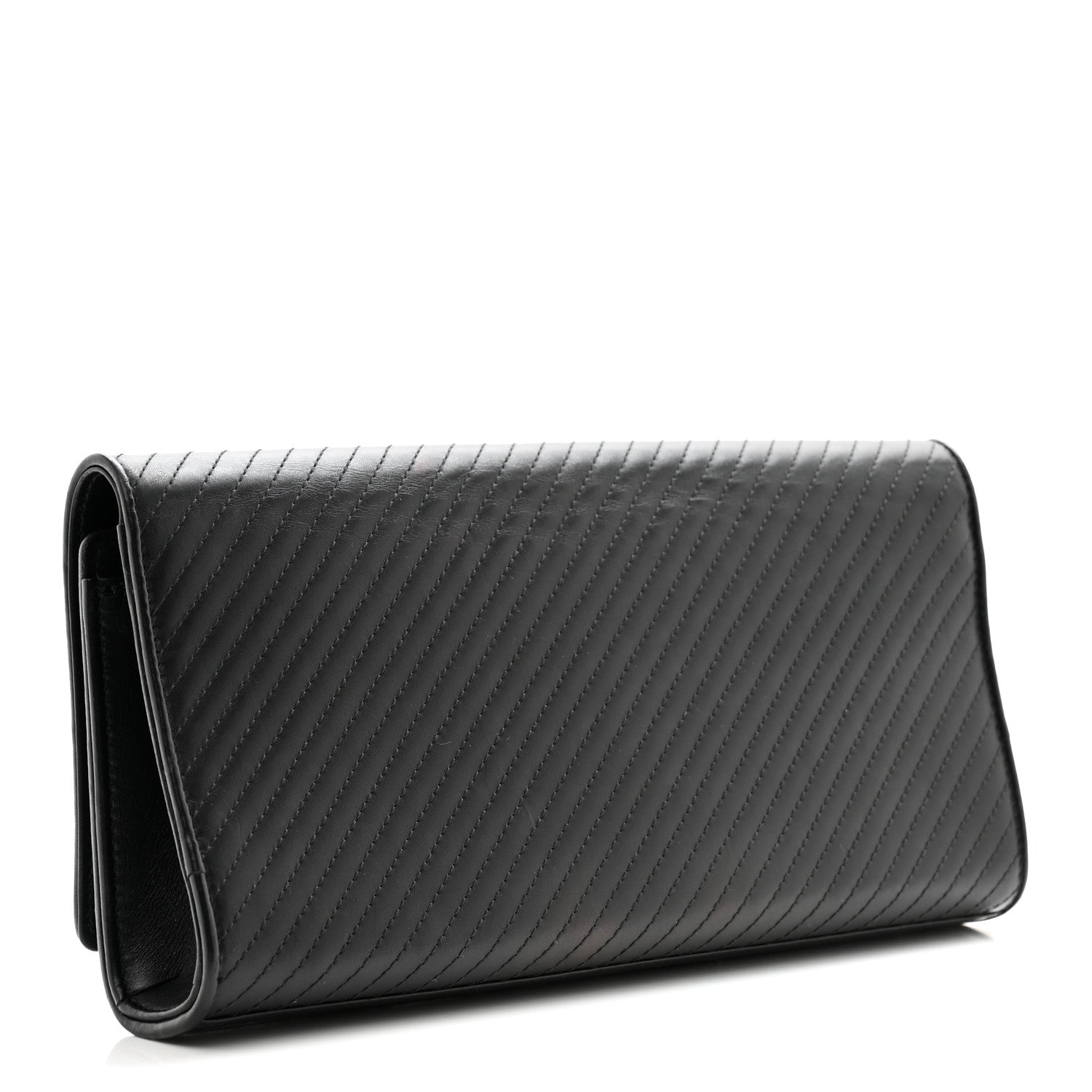 Saint Laurent Calfskin Patterned Cassandre Tassel Clutch Black 3 of 11