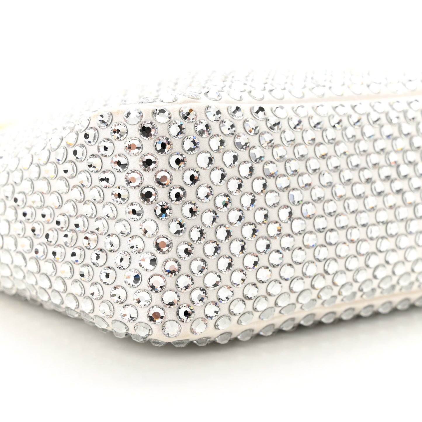 Satin Crystal Mini Re-Edition 2000 Bag White