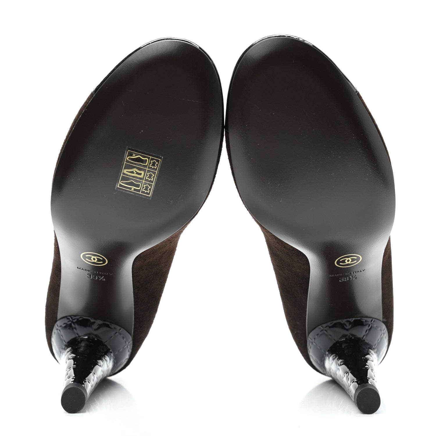 Chanel Kid Suede Patent Calfskin Cap Toe CC Pumps 39.5 Brown Black 5 of 10