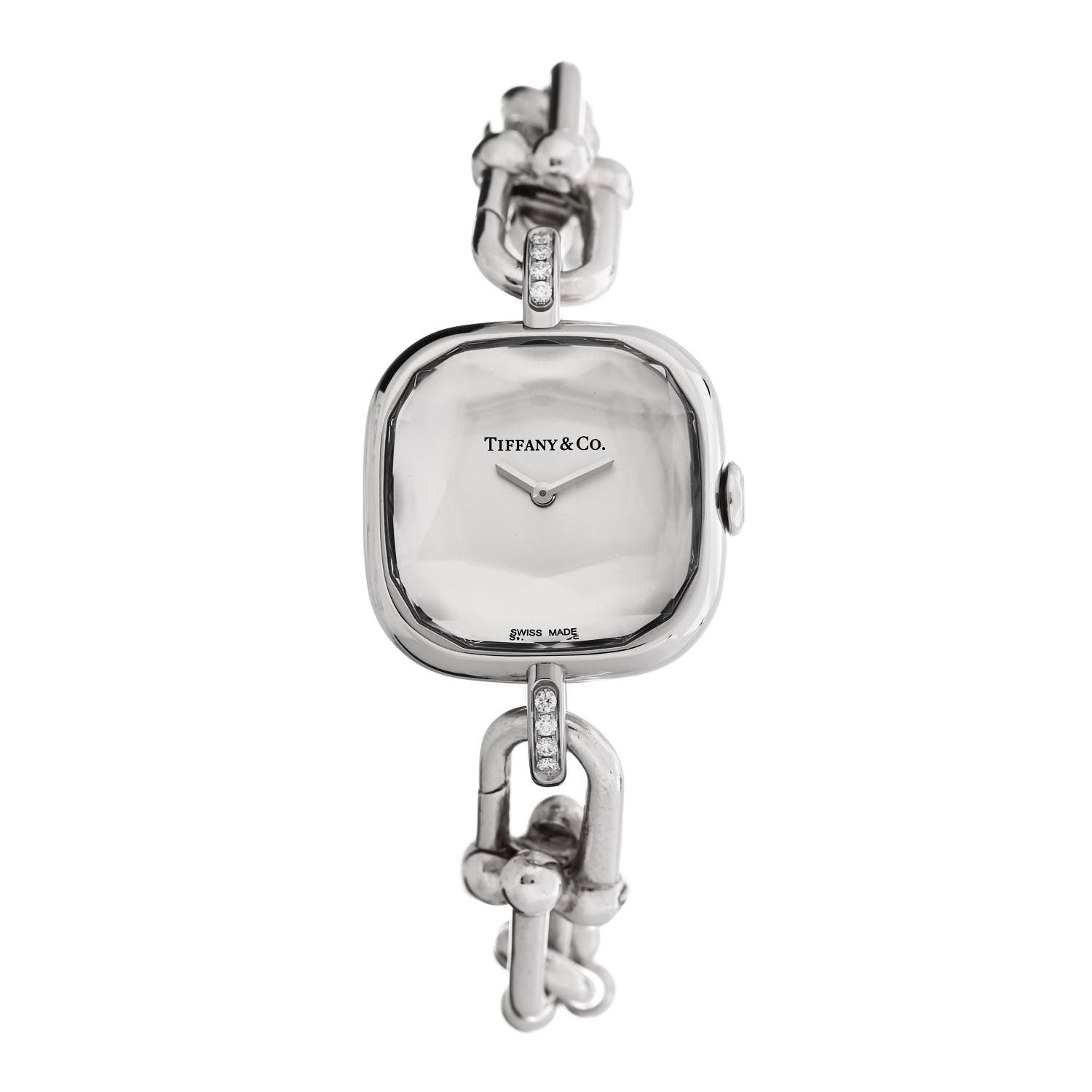 Tiffany Sterling Silver Diamond 24mm HardWear Quartz Watch 1 of 6