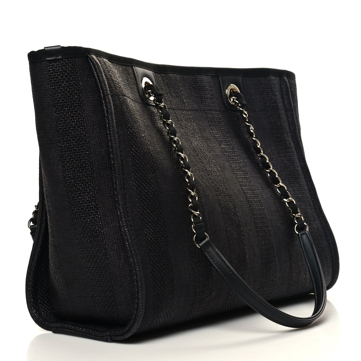 Mixed Fibers Striped Small Deauville Tote Black