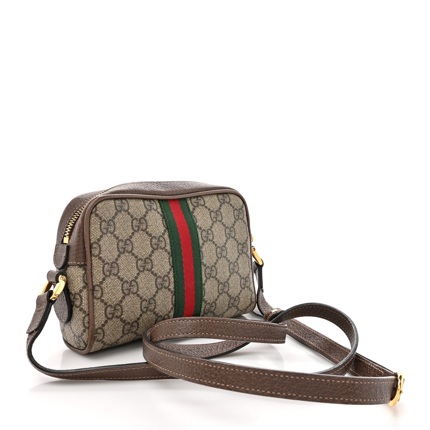 GG Supreme Monogram Web Mini Ophidia Shoulder Bag Brown