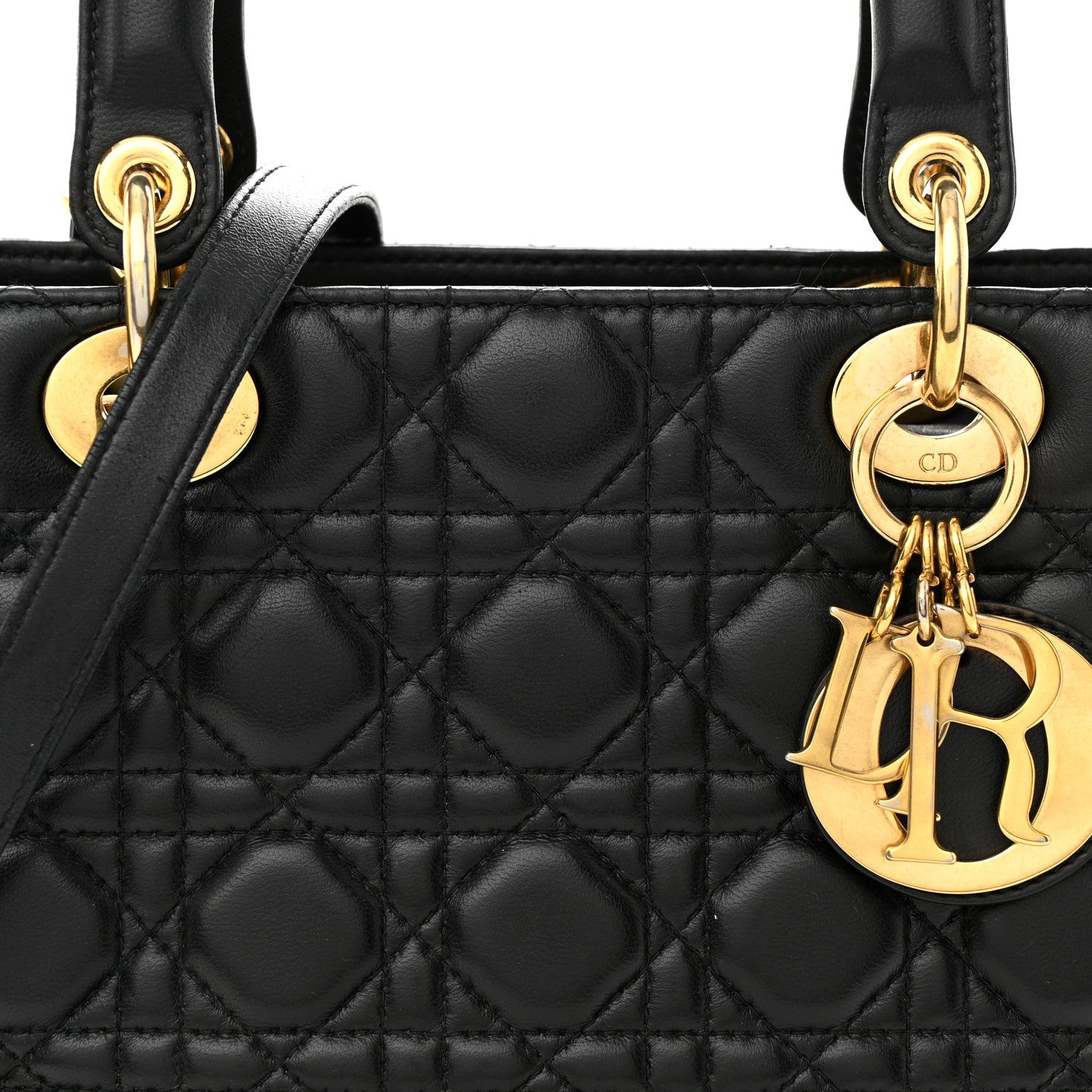 Christian Dior Lambskin Cannage Medium Lady Dior Black 6 of 12