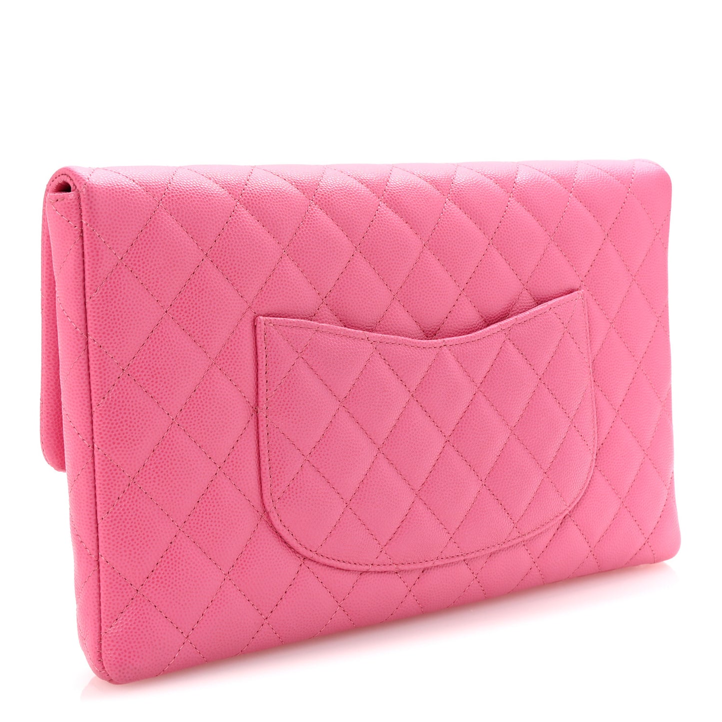 Caviar Quilted Flap Clutch Pink