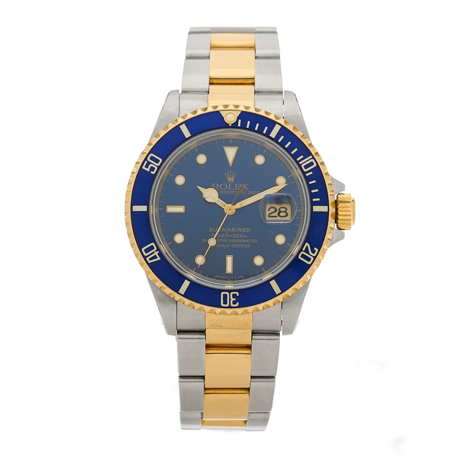 Rolex Stainless Steel 18K Yellow Gold 40mm Submariner Date Watch Royal Blue 16613 1 of 4